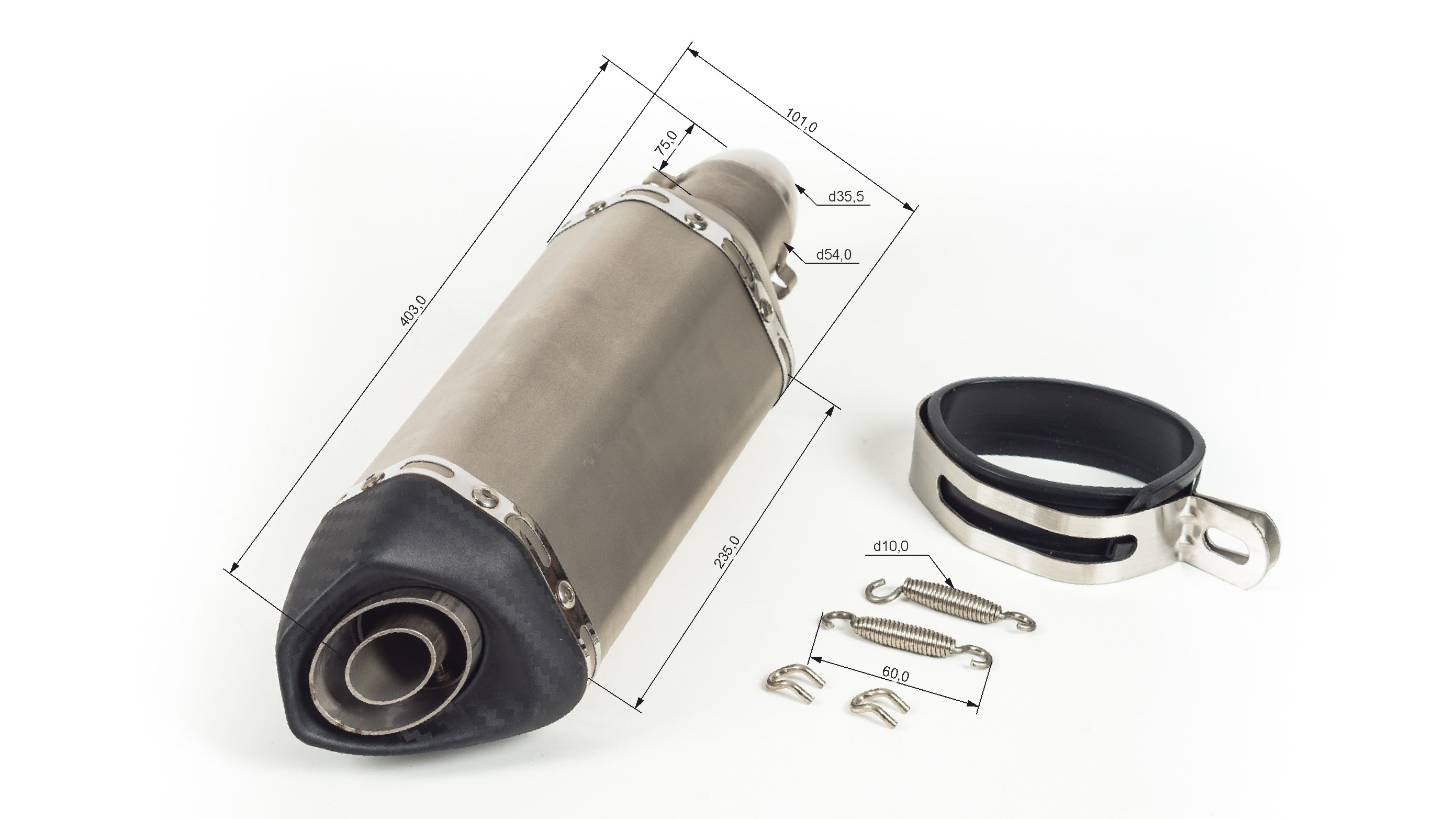 Глушитель AKRAPOVIC  №6 шестигранный титан