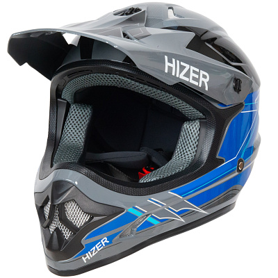 Шлем мото кроссовый HIZER J6805 №4 (XL) grey/blue