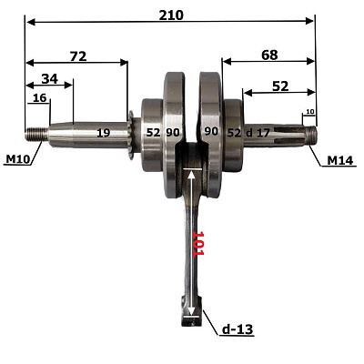 Коленвал 1P52FMI 125см3 (C120)(52,4*55,5) ZS
