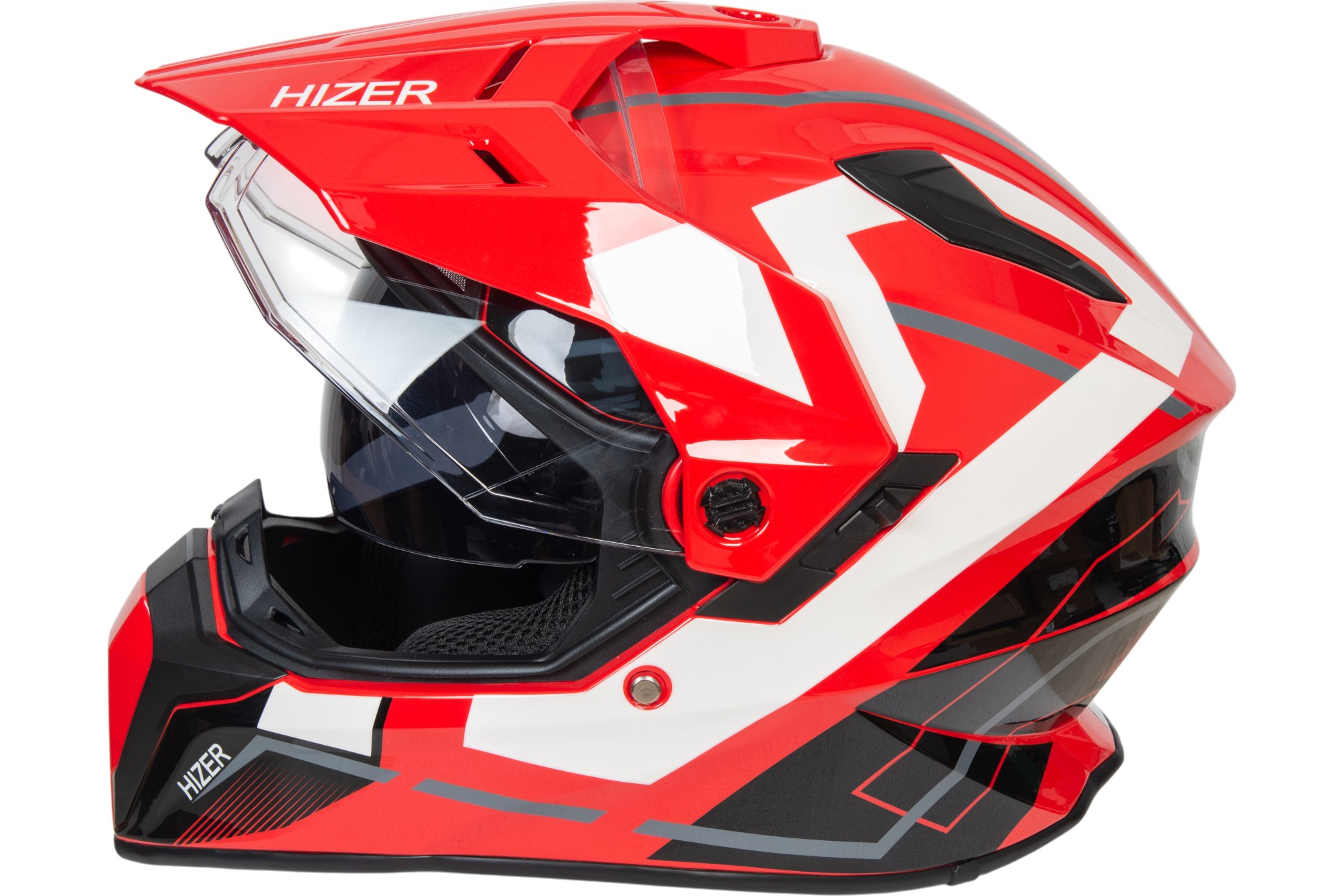 Шлем мото мотард HIZER J6808 №2 (XXL) red (2 визора)