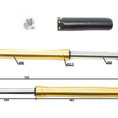 Амортизатор L=735 передний d45x48 (перья, компл.)