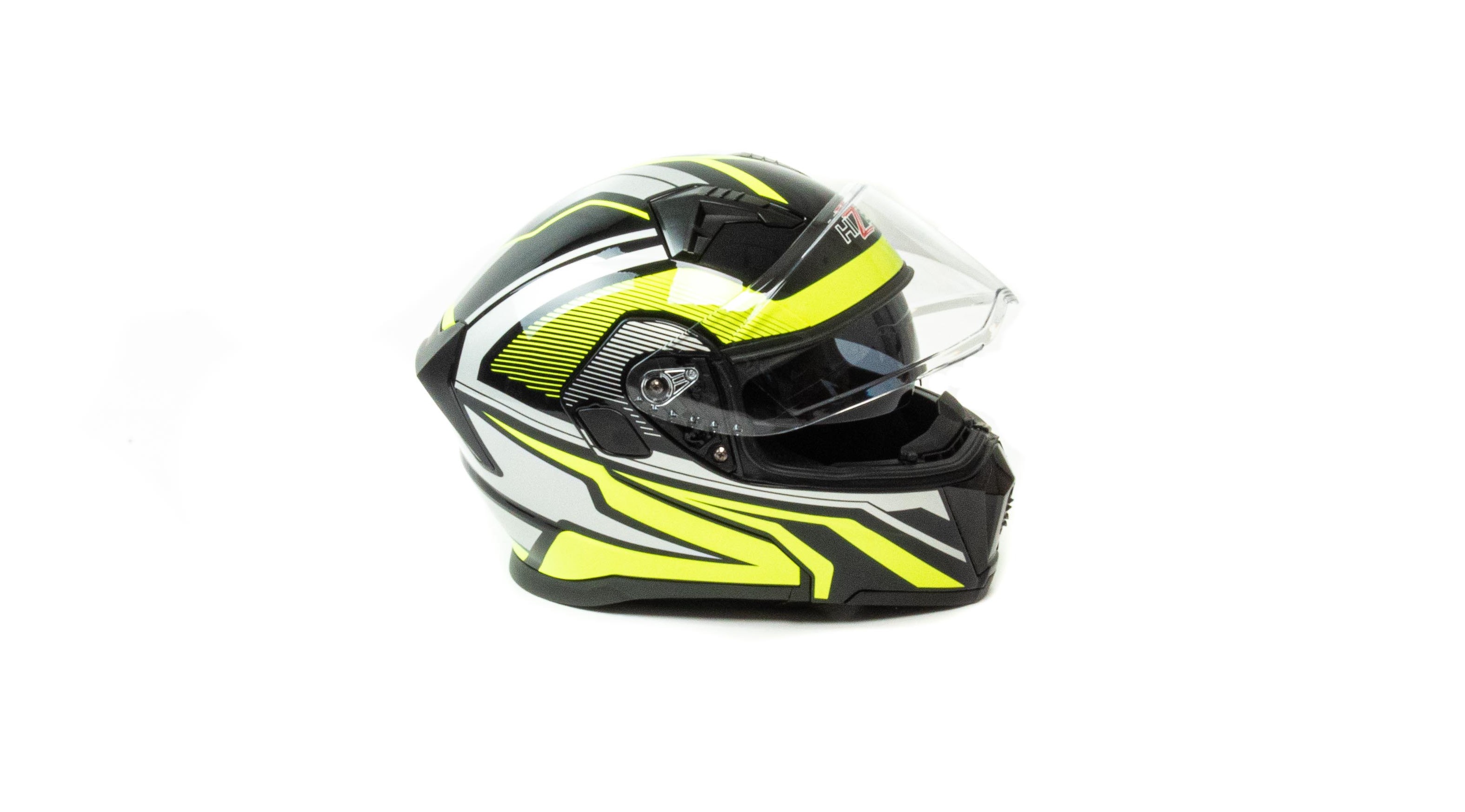 Шлем мото модуляр HIZER J5906 №1 (XL) black/neon yellow (2 визора)