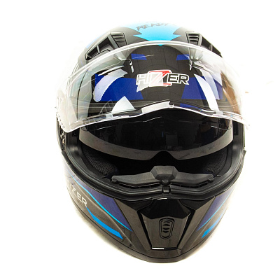 Шлем мото интеграл HIZER J5320 №1 (S)  black/blue (2 визора)