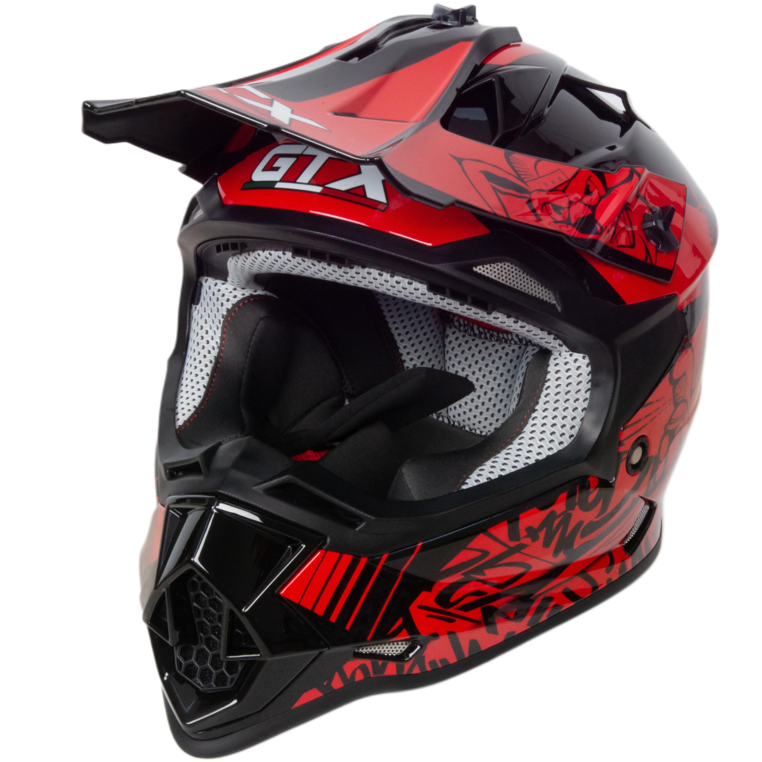 Шлем мото кроссовый GTX 632S №2 (M) BLACK / RED детский (51-52)