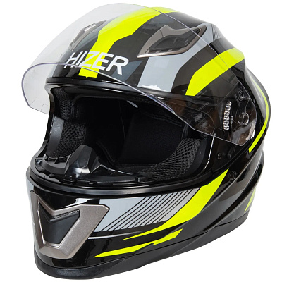 Шлем мото интеграл HIZER B562 №1 (M)  black/yellow