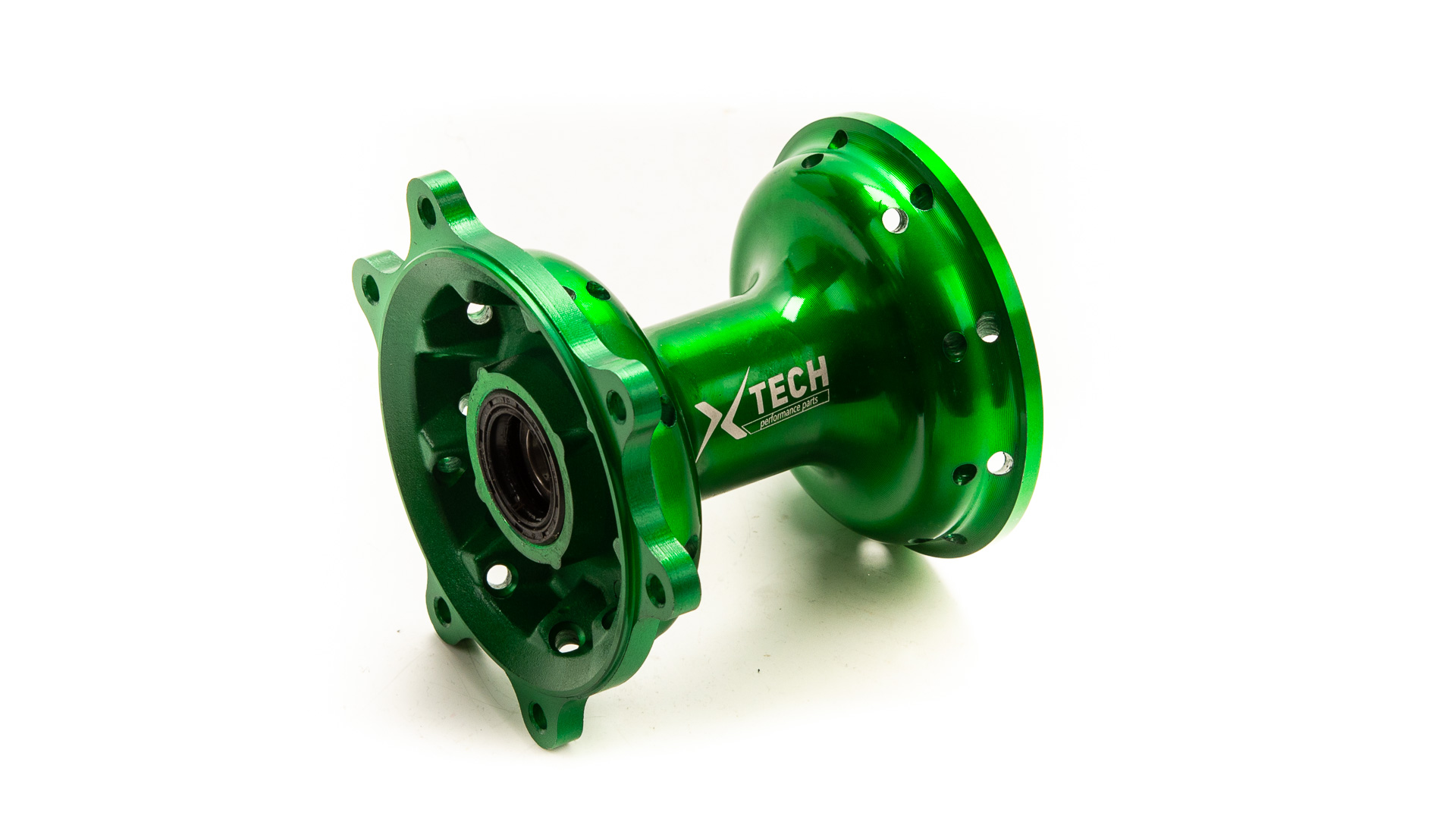 Ступица передняя CNC (R21" d=15mm) зеленая X-TECH