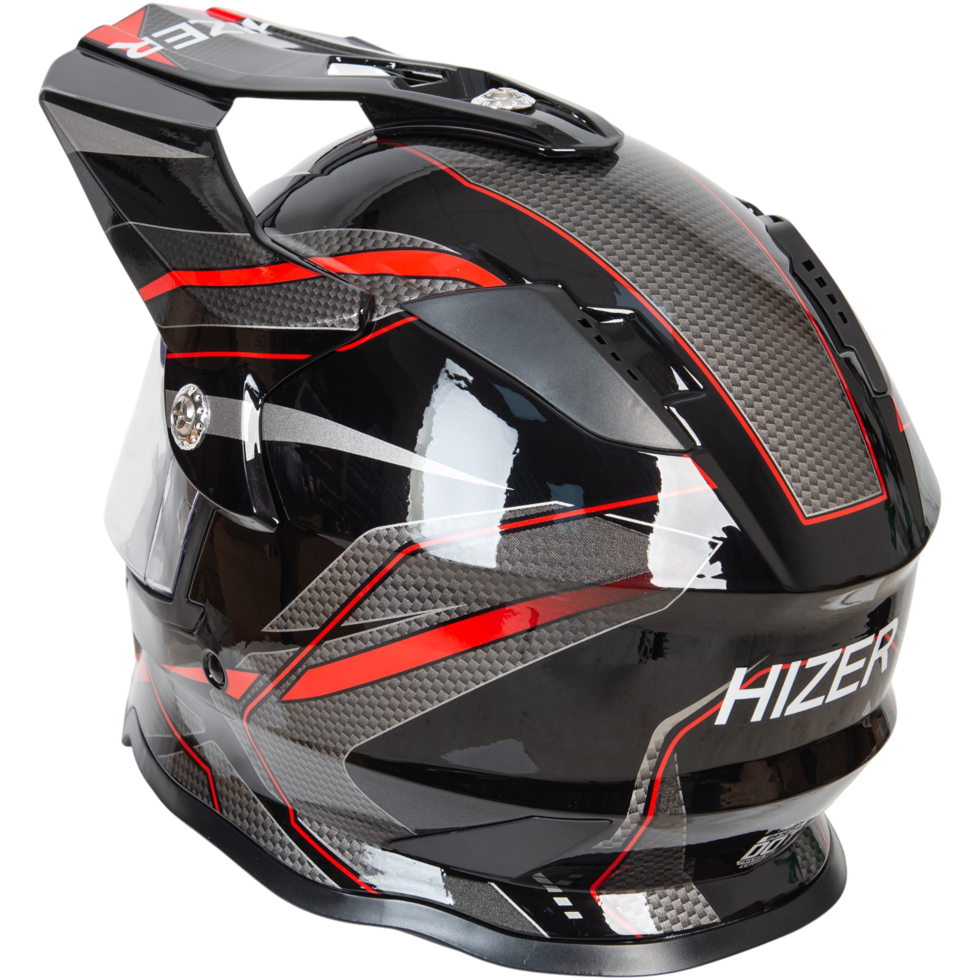 Шлем мото мотард HIZER B6197-1 №5 (XL) black/red