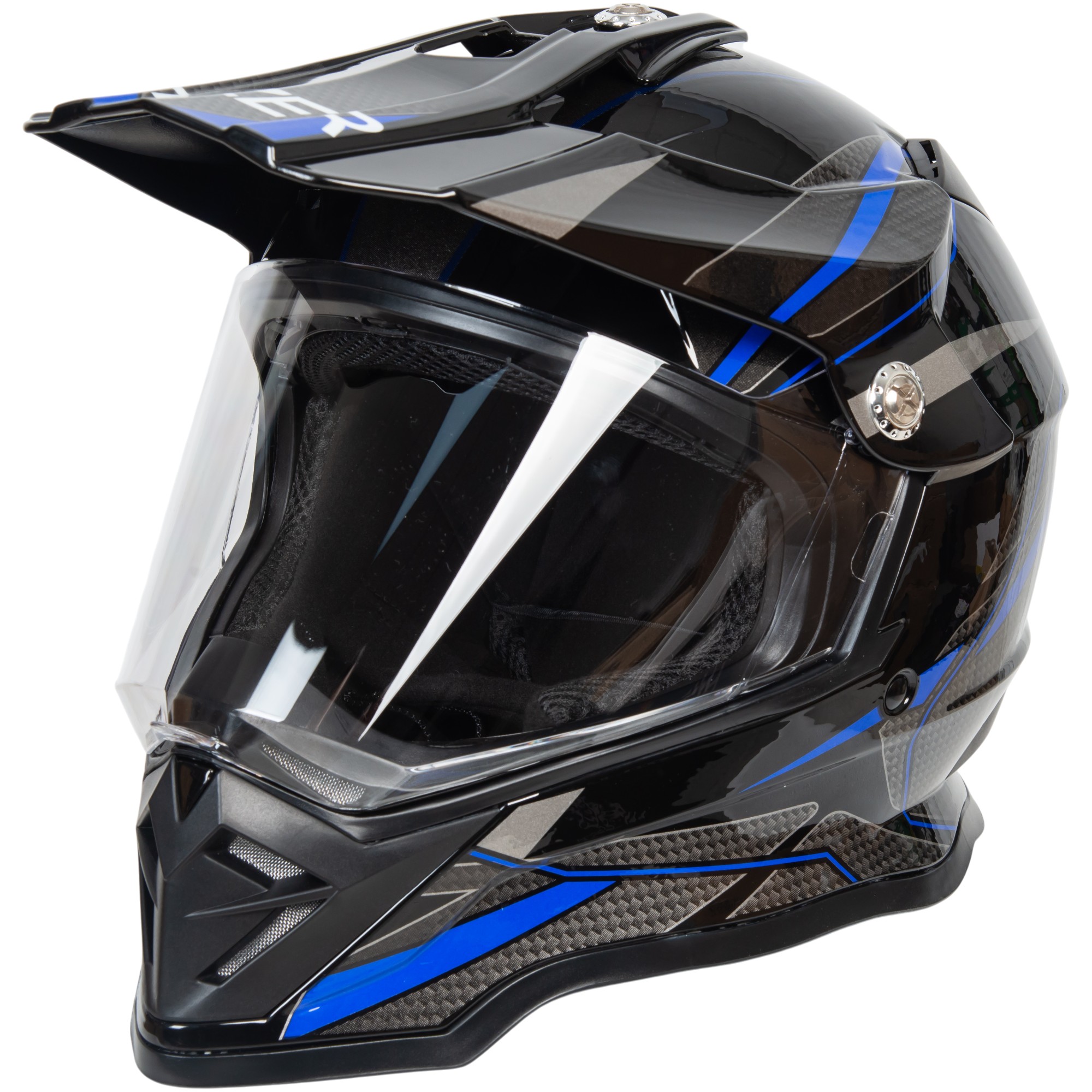 Шлем мото мотард HIZER B6197-1 №6 (XL) black/blue