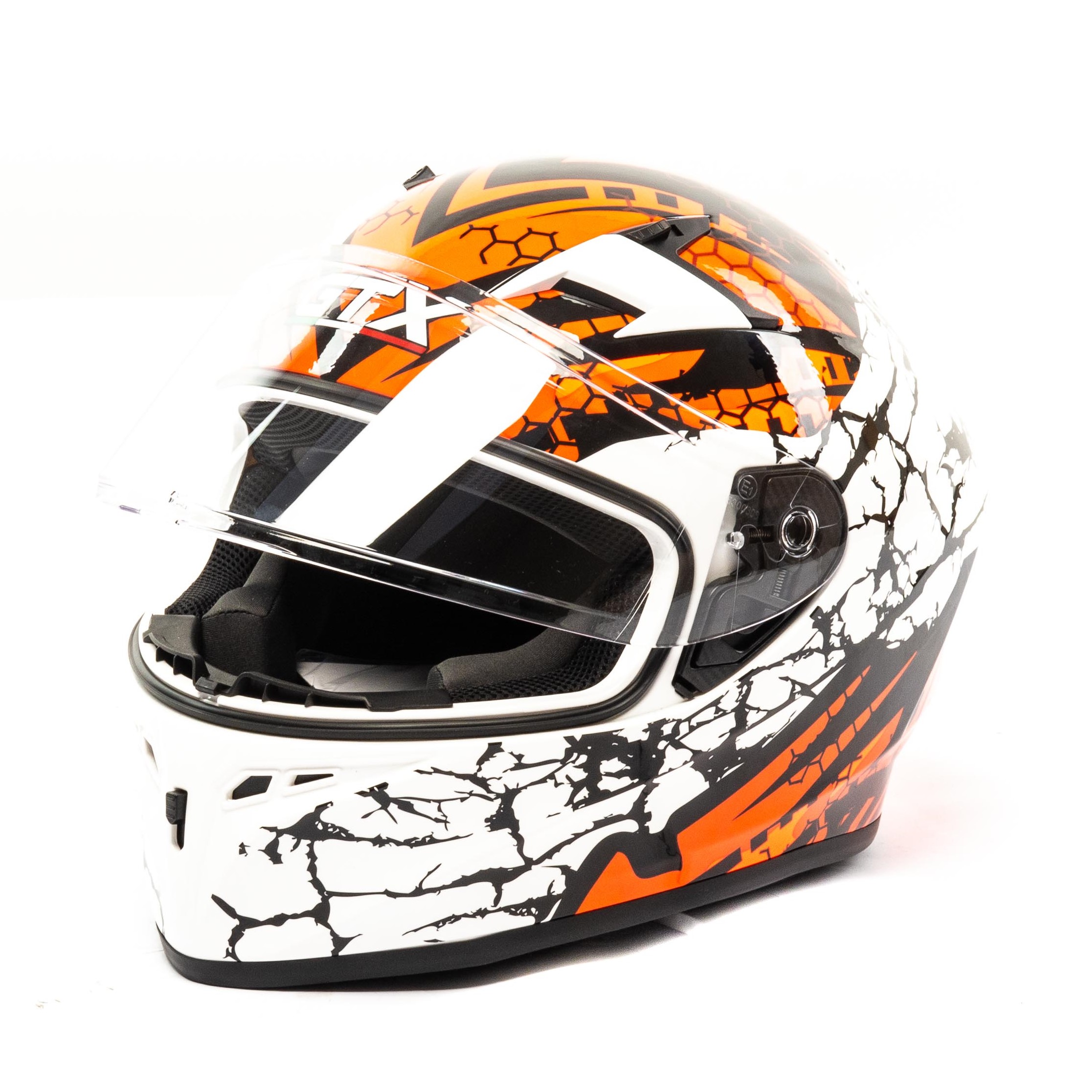 Шлем мото интеграл GTX 578 №6 (XL) WHITE/FLUO ORANGE RED BLACK