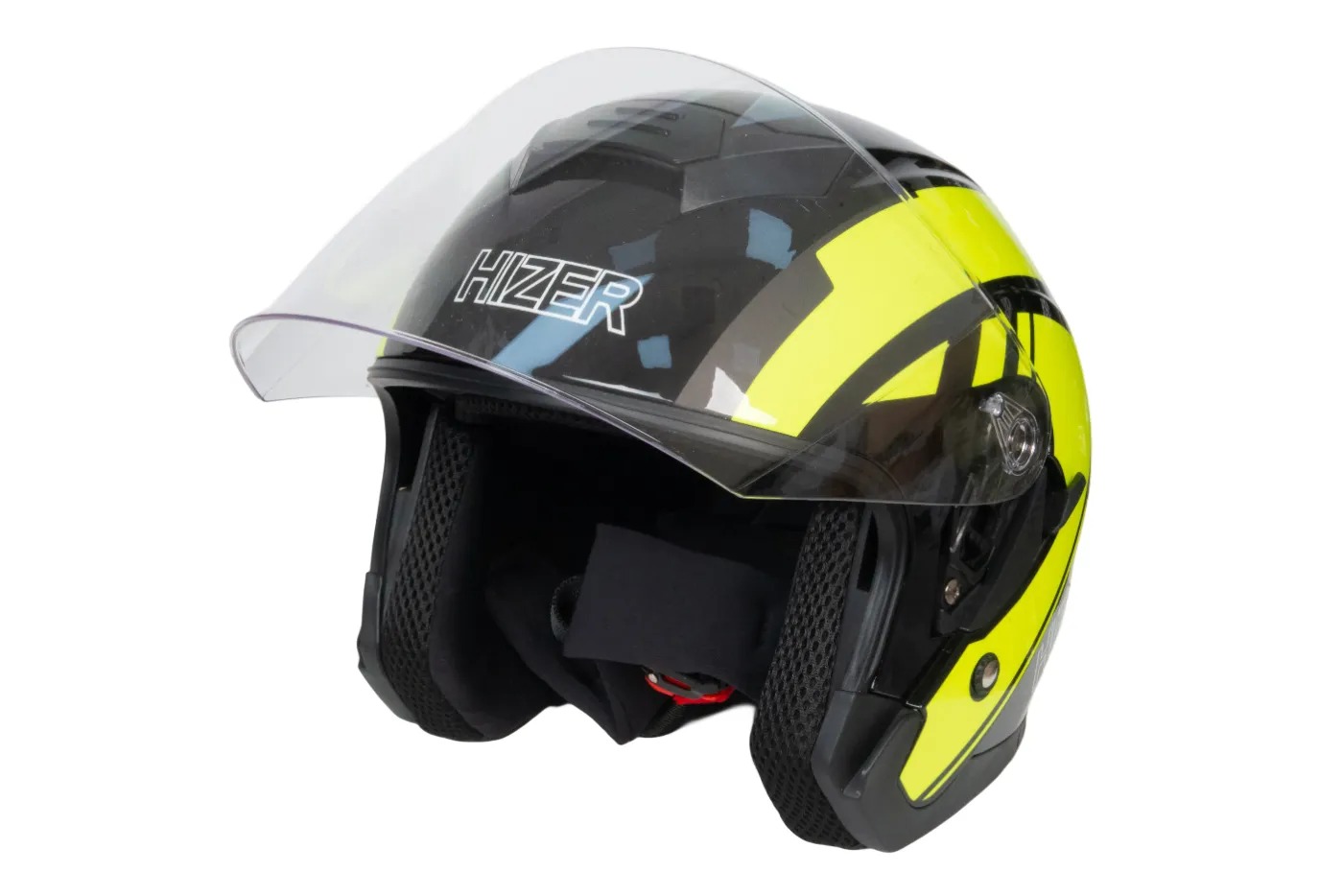 Шлем мото открытый HIZER J222 №2 (M) black/yellow (2 визора)