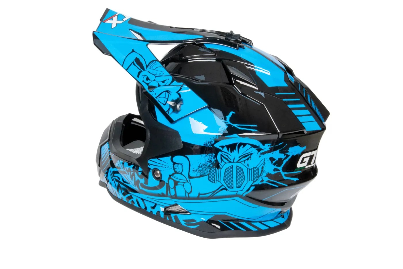 Шлем мото кроссовый GTX 632S №3 (M) BLACK / BLUE детский (51-52)