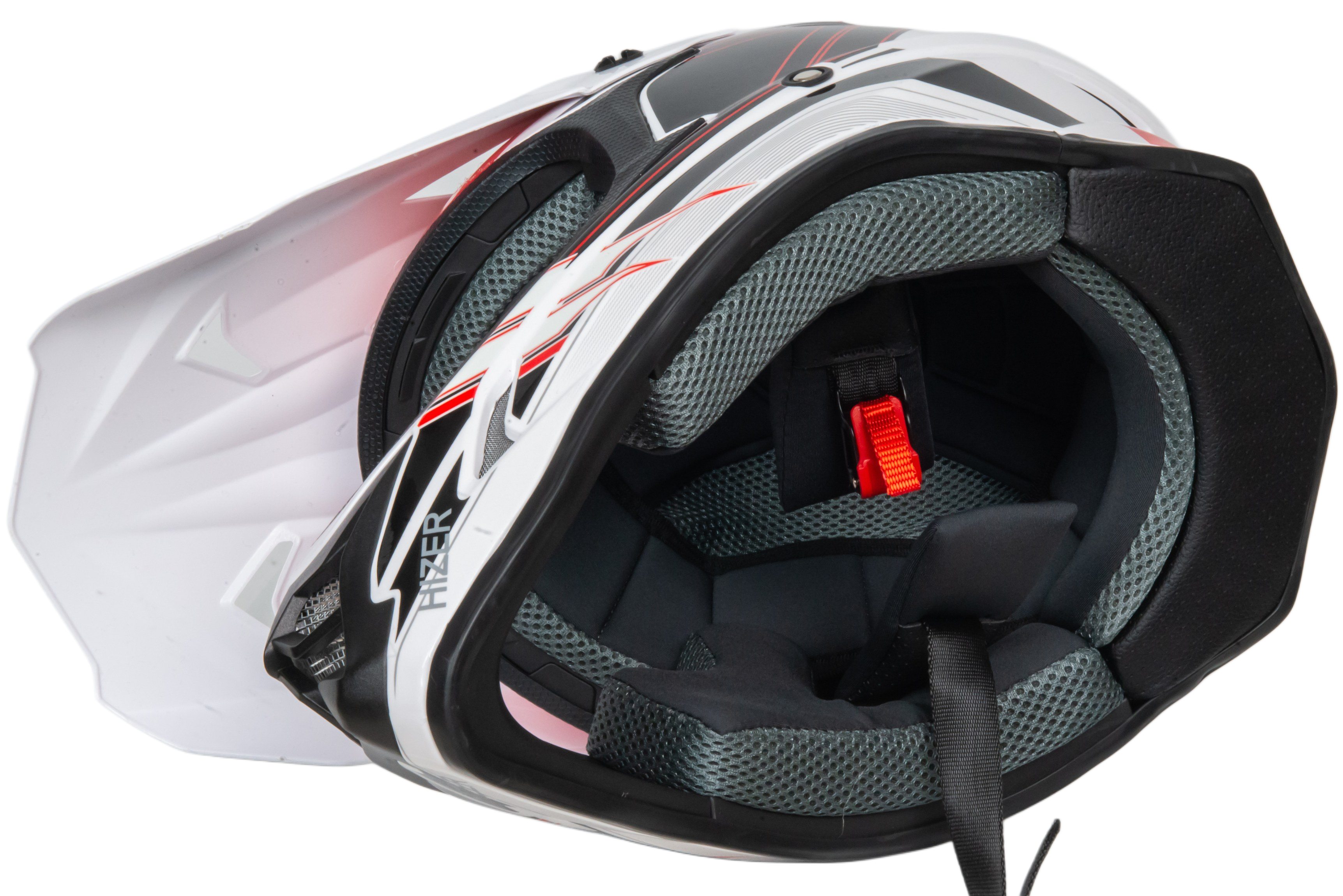 Шлем мото кроссовый HIZER J6805 №2 (S) white/red