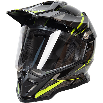 Шлем мото мотард HIZER B6197-1 №4 (XL) black/yellow