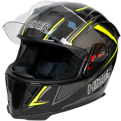 Шлем мото интеграл HIZER J5311 №1 (M)  black/lemon