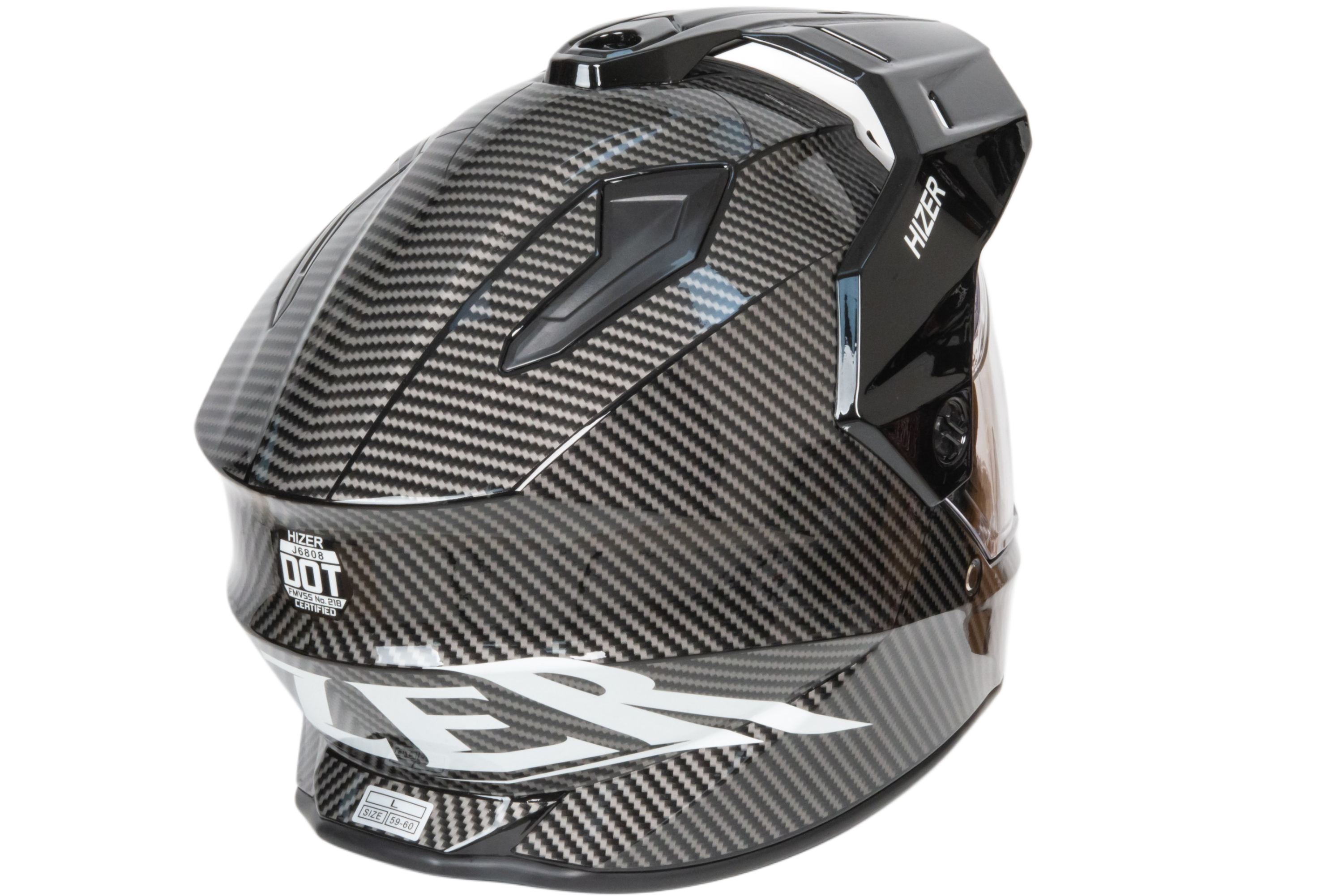 Шлем мото мотард HIZER J6808 №4 (XL) carbon (2 визора)