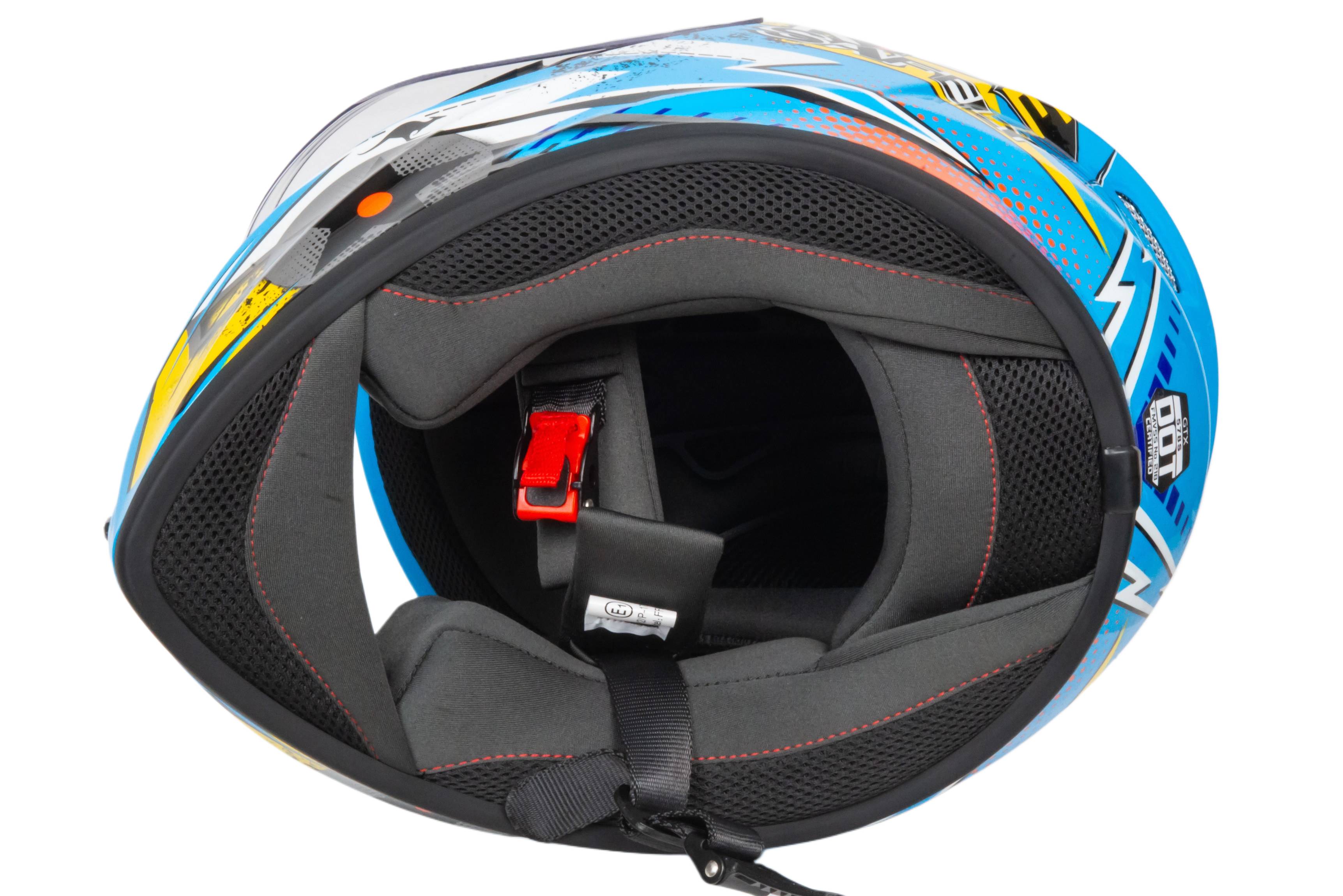 Шлем мото интеграл GTX 578S №2 (M) BLUE / ORANGE YELLOW подростковый