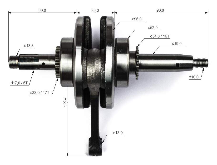 Коленвал 1P52FMI 125см3 (C120)(52,4*55,5) ZS