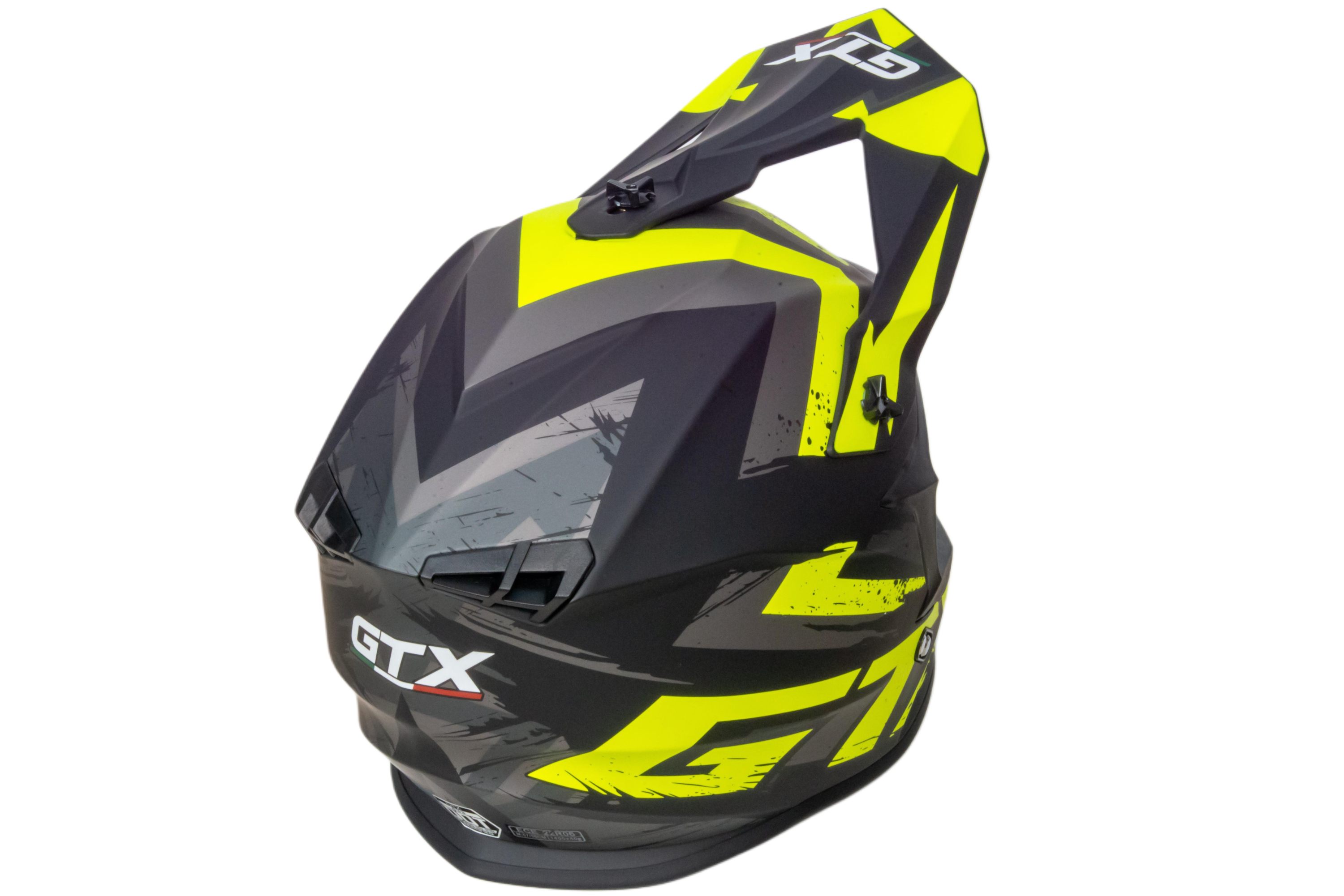 Шлем мото кроссовый GTX 633 №8 (XL) BLACK/FLUO YELLOW GREY