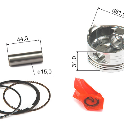 Поршень в сборе 161QMK 200см3 с реверсом d=61mm 