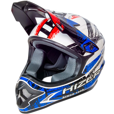 Шлем мото кроссовый HIZER J6805 №1 (S) black/white/blue