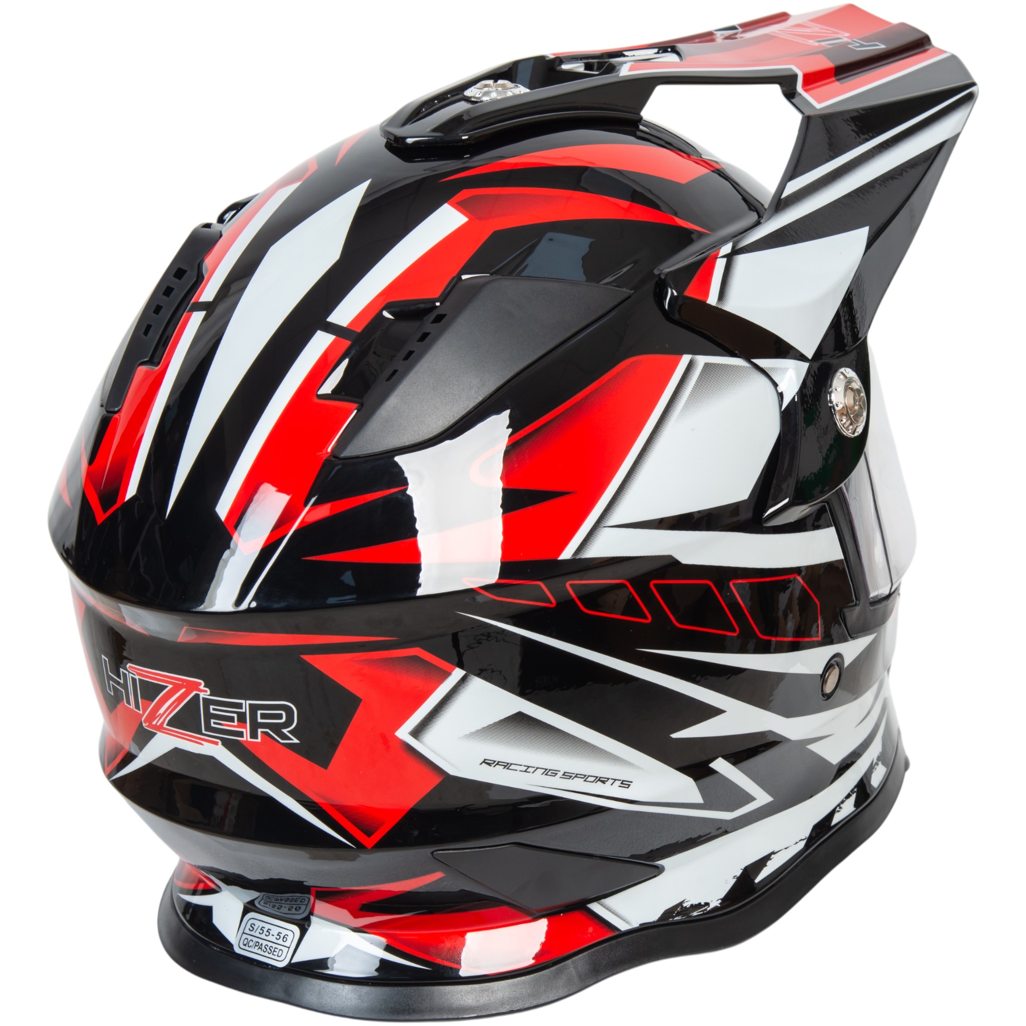 Шлем мото мотард HIZER B6197-1 №2 (M)  black/red/white