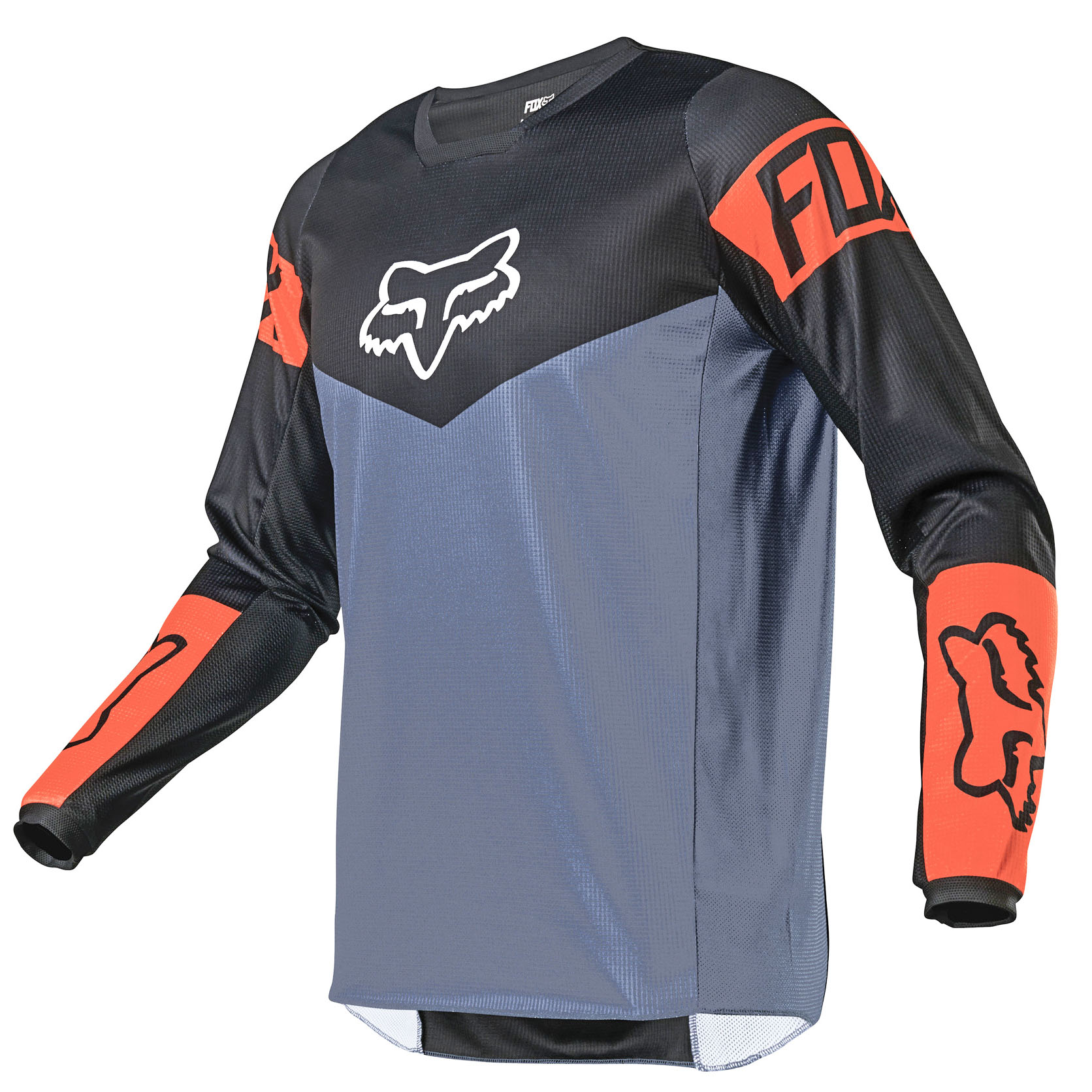 Джерси/футболка для мотокросса (детская) FOX №4 / Grey/Orange (рост 145-155 см)