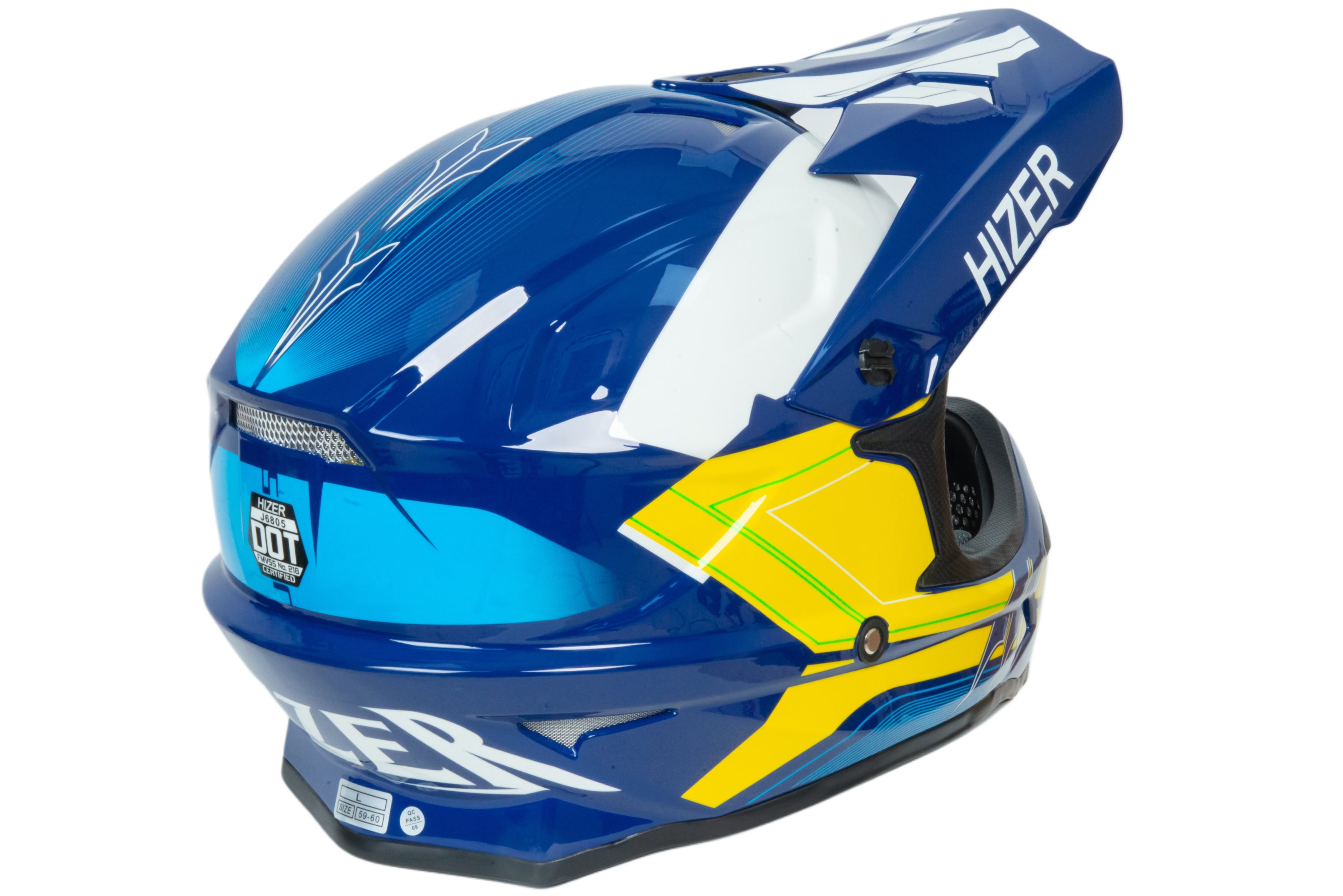 Шлем мото кроссовый HIZER J6805 №3 (L) yellow/blue