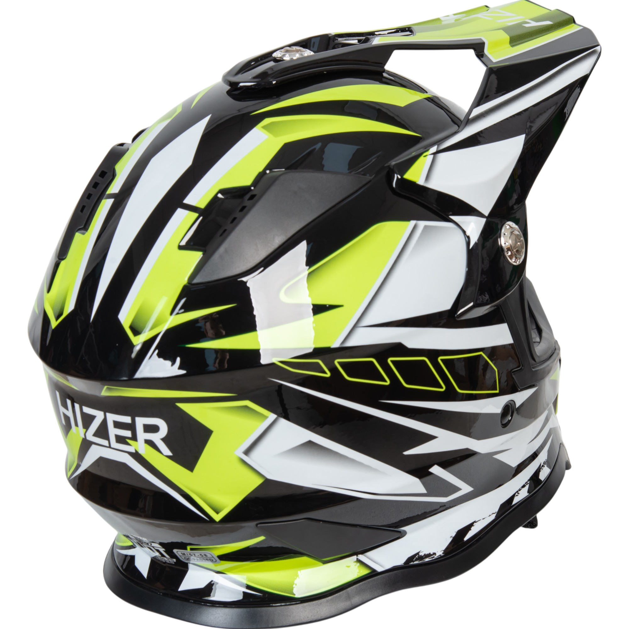 Шлем мото кроссовый HIZER B6197 №5 (S) black/yellow/white