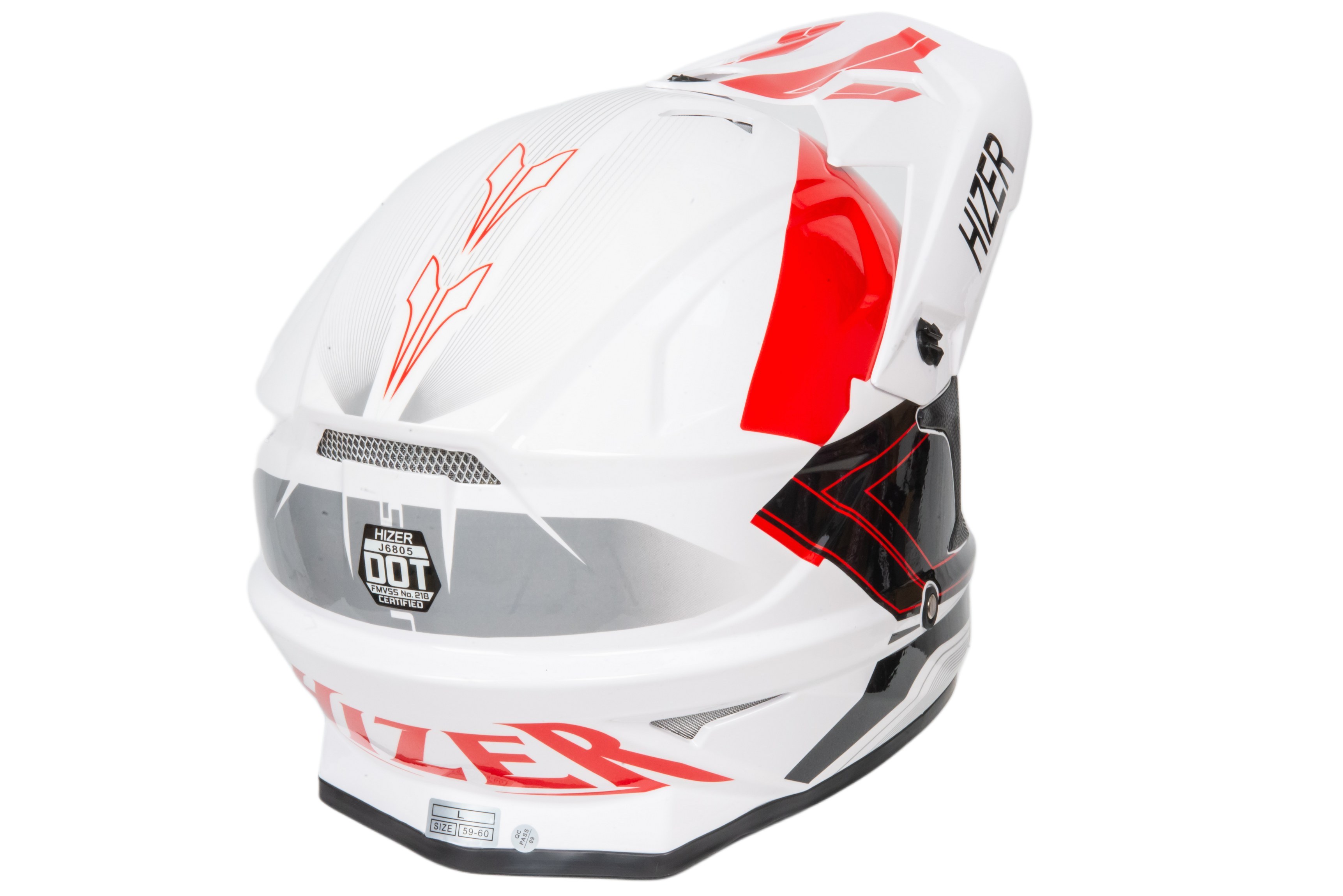 Шлем мото кроссовый HIZER J6805 №2 (S) white/red