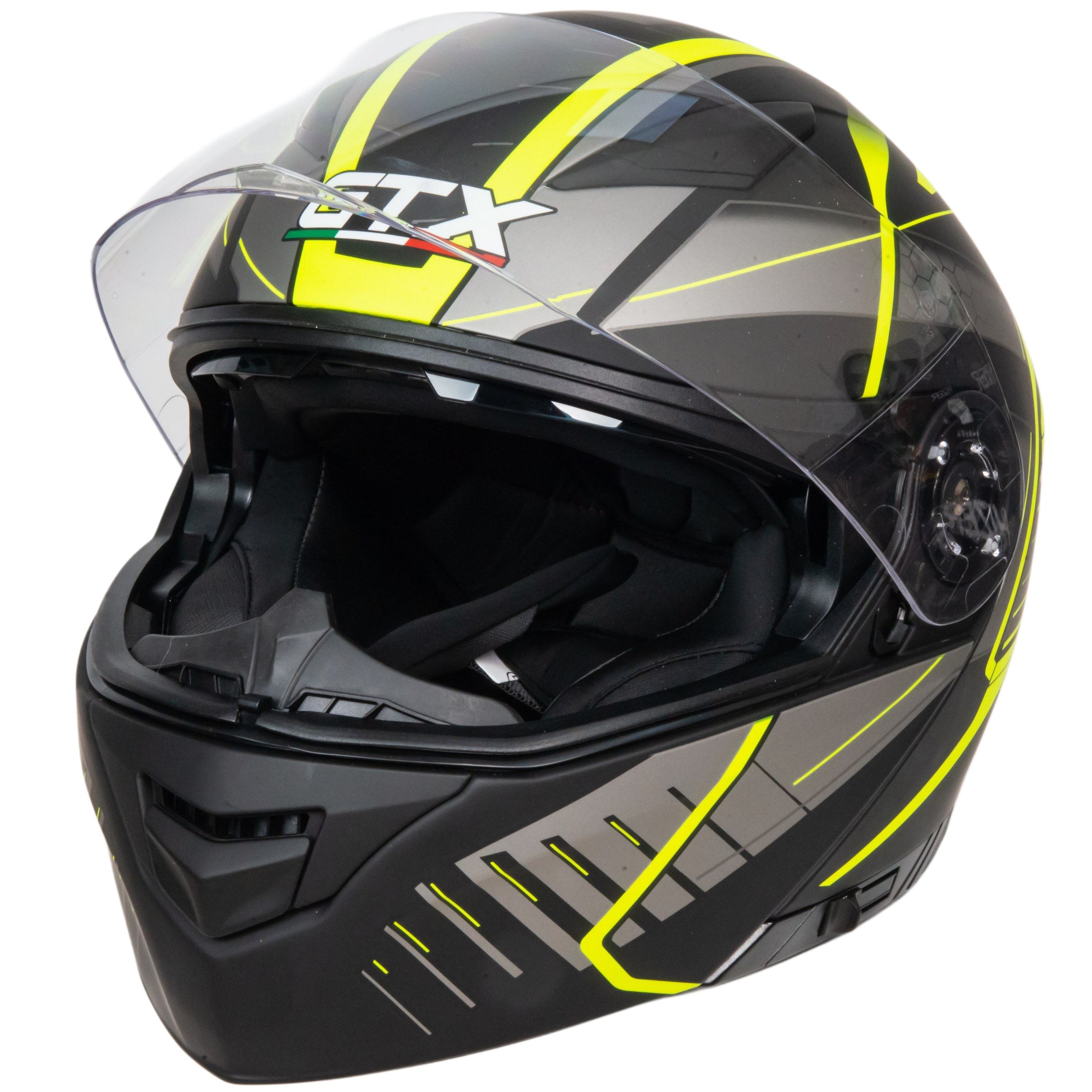 Шлем мото модуляр GTX 550 №3 (XL) BLACK/FLUO YELLOW GREY (2 визора)