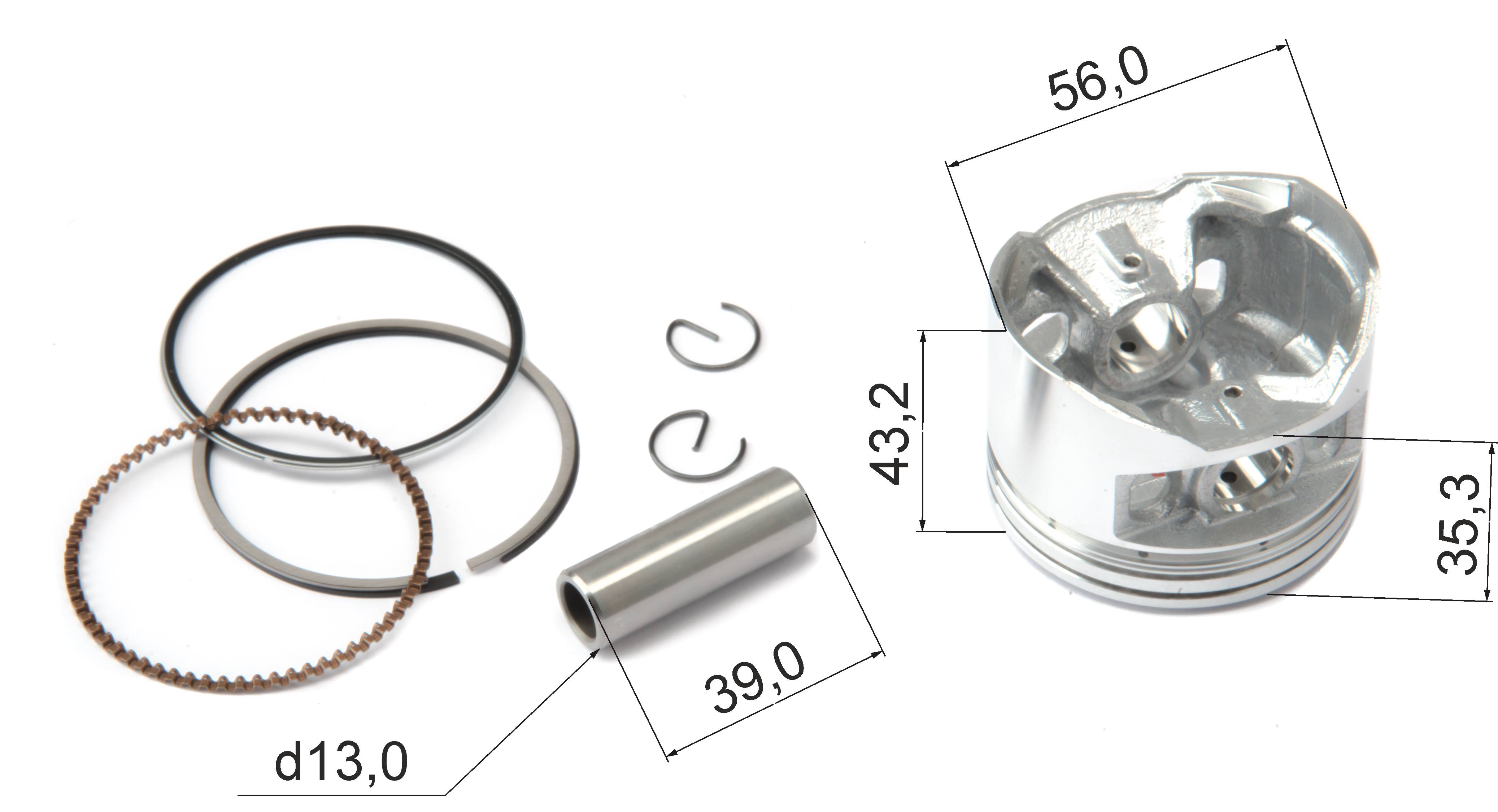 Поршень в сборе 156FMJ YX140 (W063) 140см3 D= 56 X-TECH