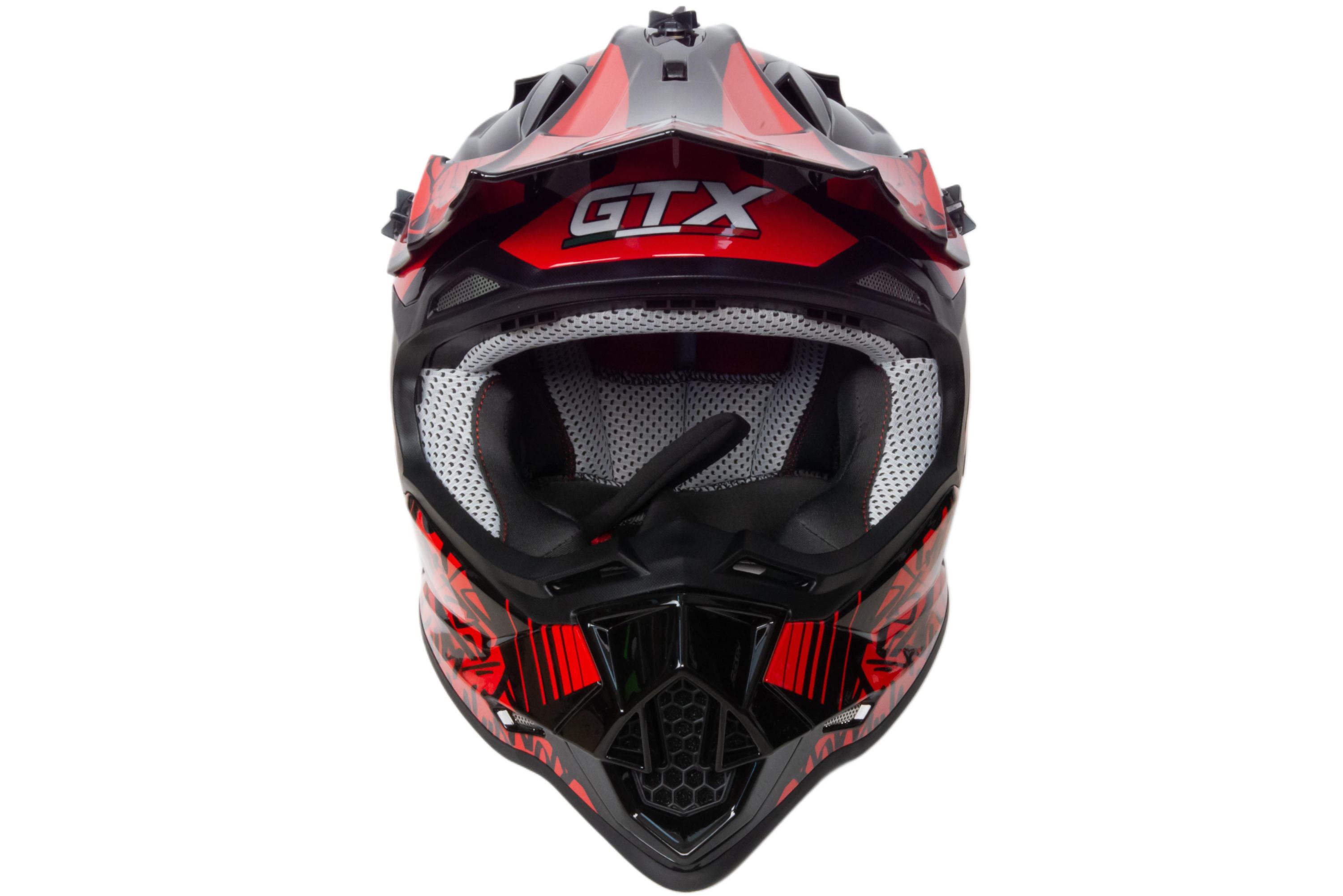 Шлем мото кроссовый GTX 632S №2 (S) BLACK / RED детский (49-50)
