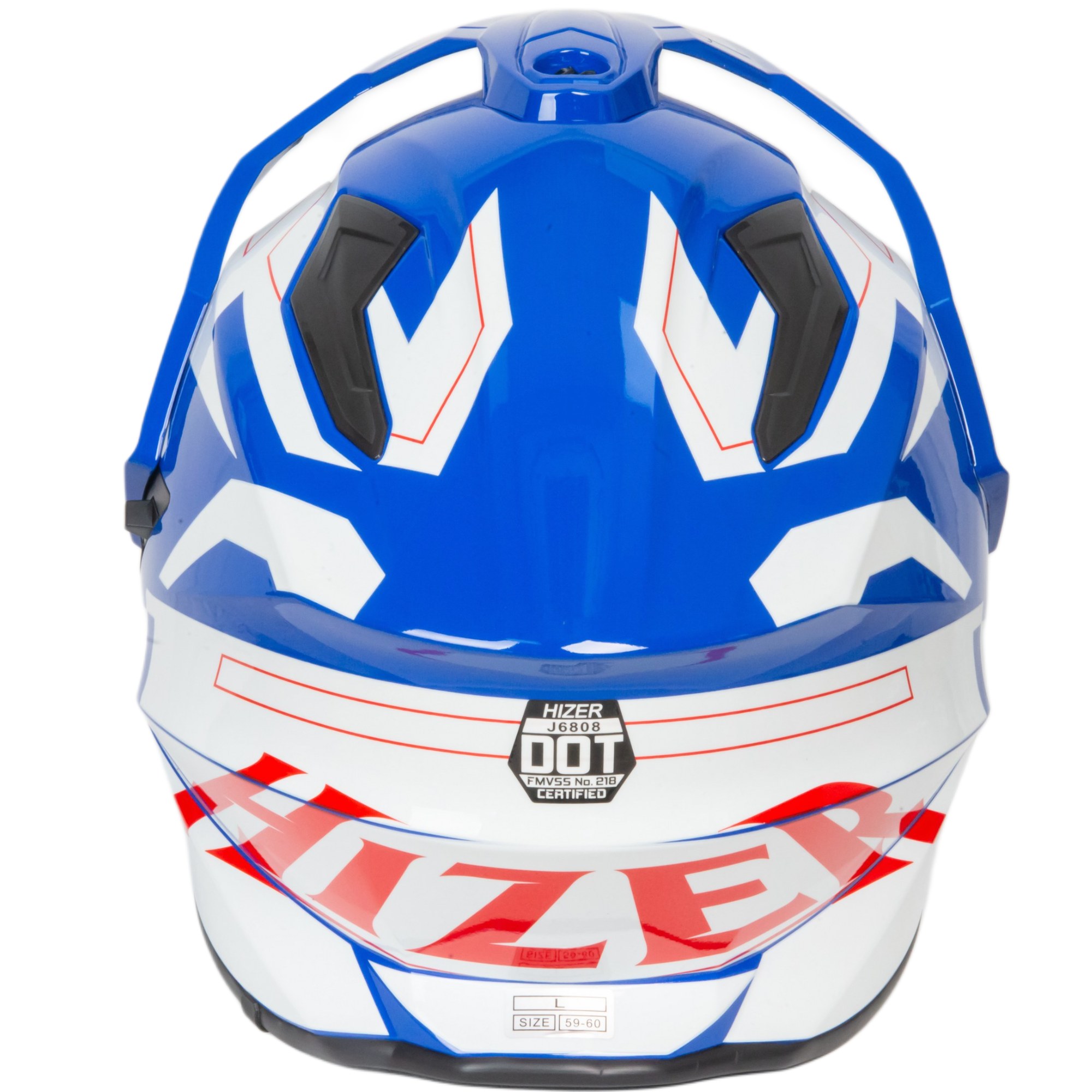 Шлем мото кроссовый HIZER J6808 №3 (M) white/blue/red
