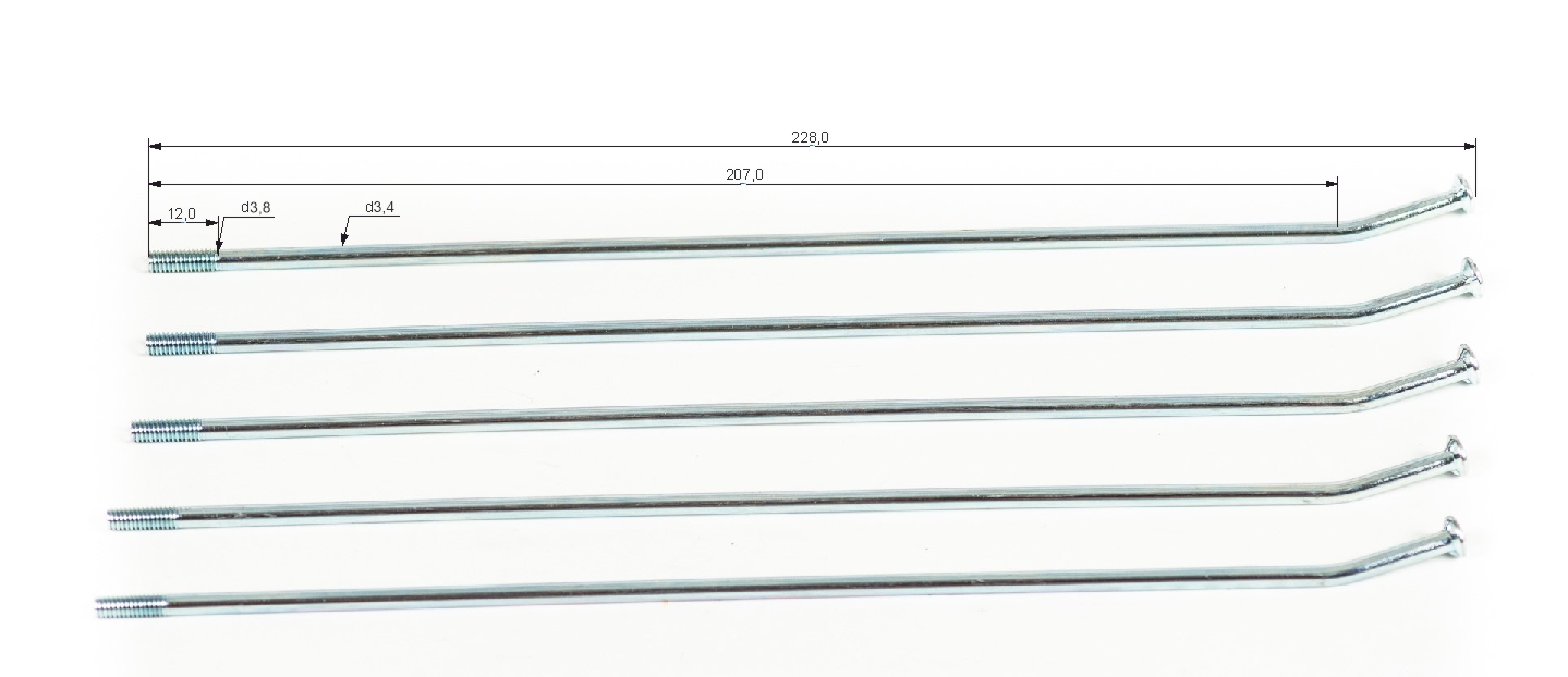Спицы + ниппель 19" (215 мм, D=3,6 мм, компл.=32шт)