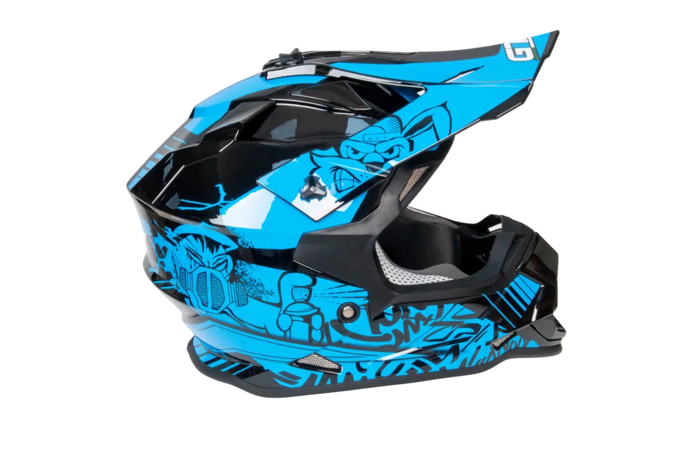 Шлем мото кроссовый GTX 632S №3 (M) BLACK / BLUE детский (51-52)