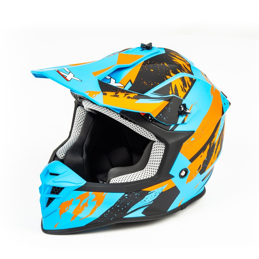 Шлем мото кроссовый GTX 633 №2 (M) BLUE/ORANGE BLACK