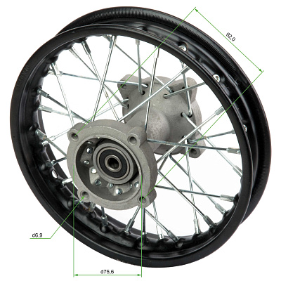 Обод задний 10" (1,85-R10 d=15mm) сталь/черный