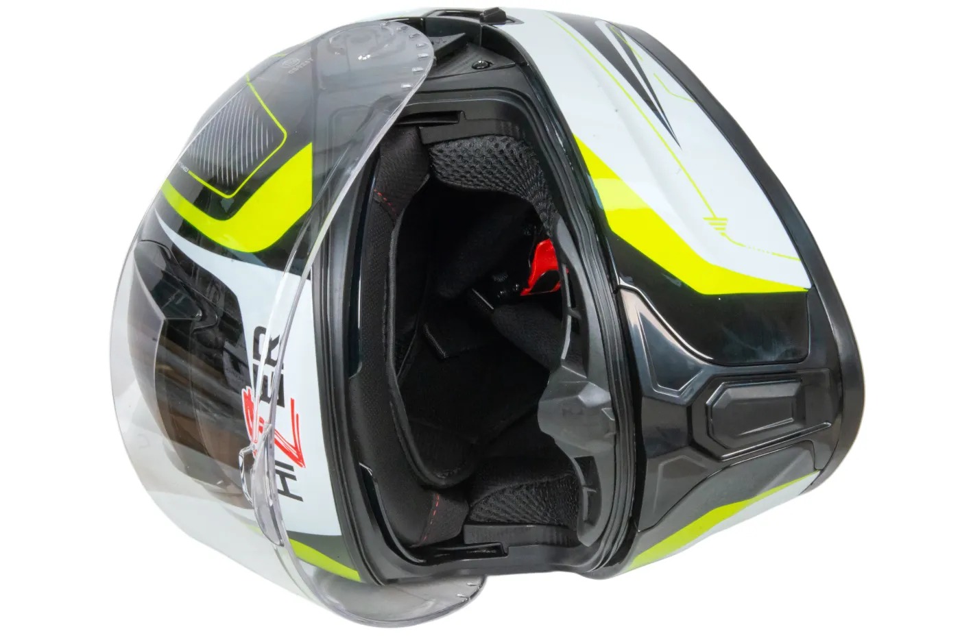 Шлем мото интеграл HIZER B566 №1 (M)  black/white/yellow (2 визора) 