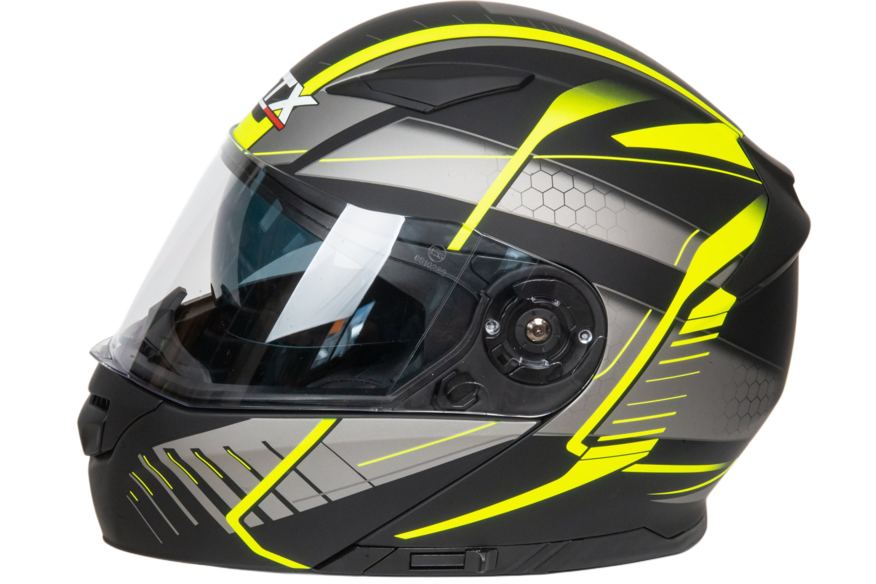 Шлем мото модуляр GTX 550 №3 (L) BLACK/FLUO YELLOW GREY (2 визора)