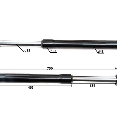 Амортизатор L=750 передний d48x48 (перья, компл.) TTR125