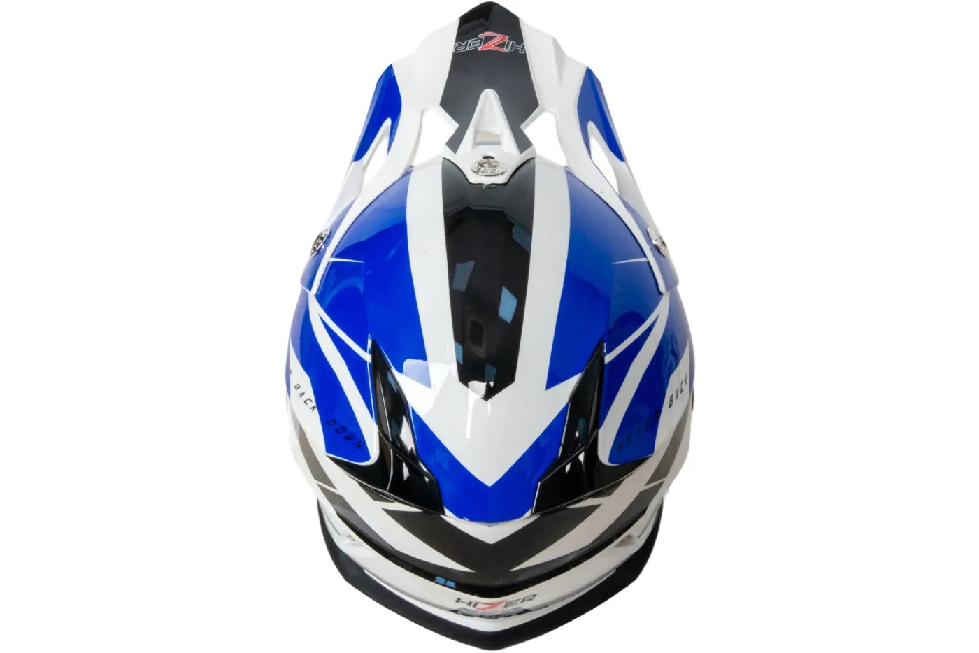 Шлем мото кроссовый HIZER 915 №8 (XL) white/blue/black