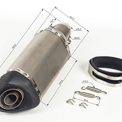 Глушитель AKRAPOVIC  №6 шестигранный титан