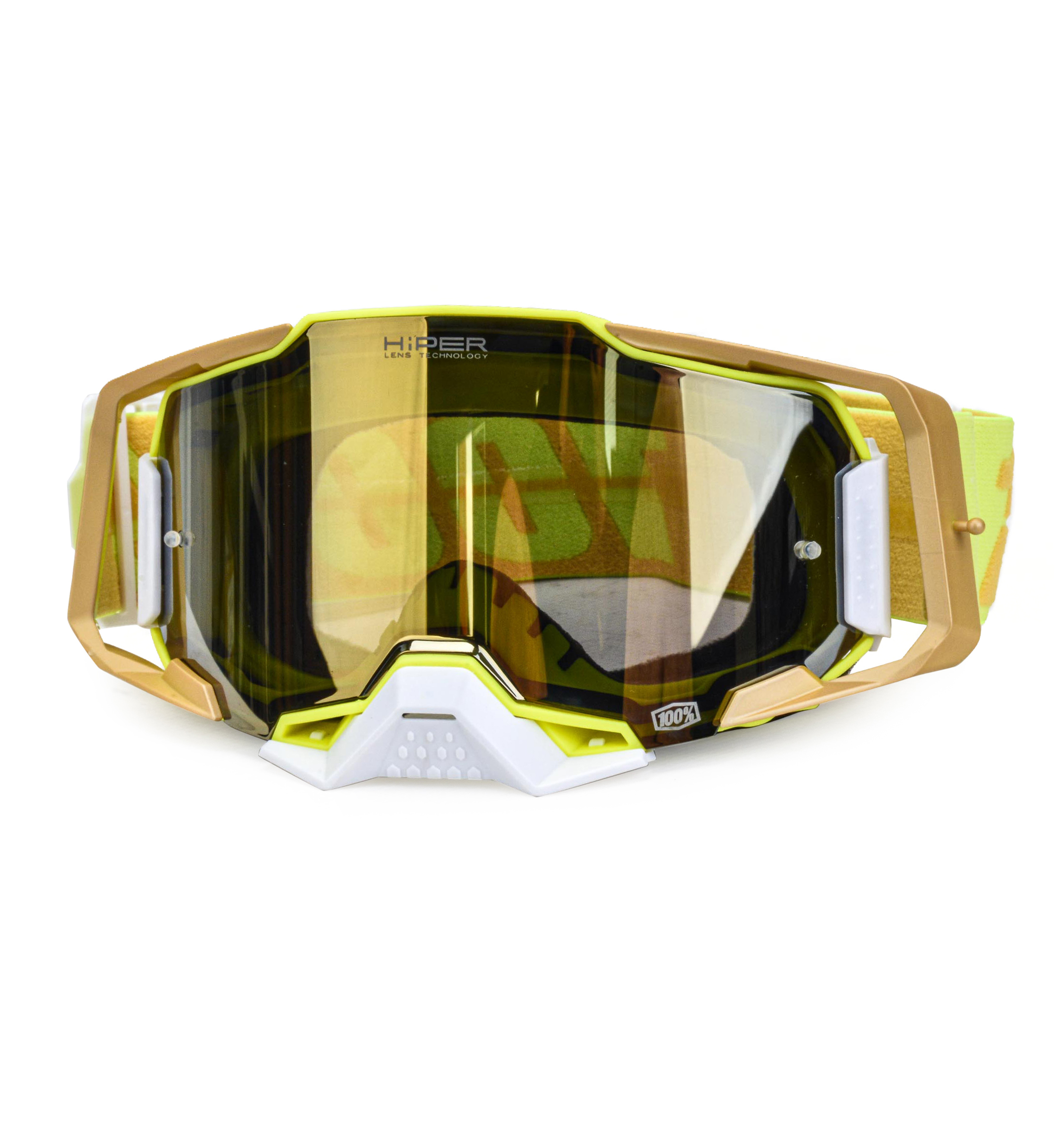 Очки мотокросс 100% №15 yellow/white