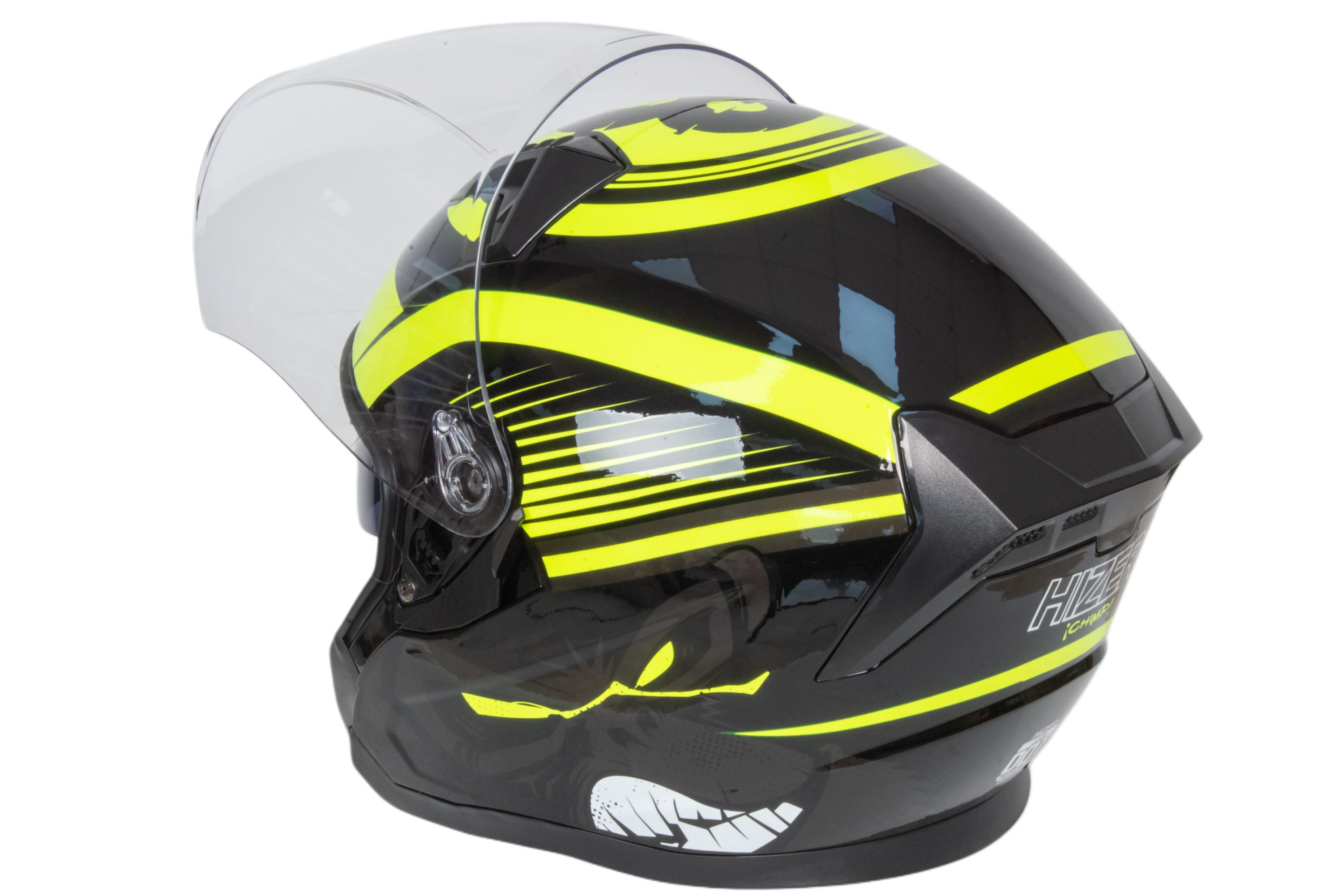 Шлем мото открытый HIZER J228 №1 (L) black/neon yellow