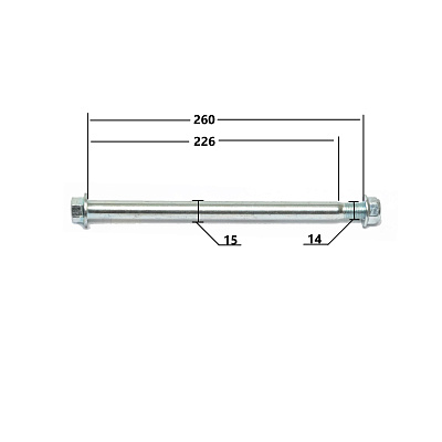 Ось колеса зад./перед. M15х1,5х225mm; TTR125