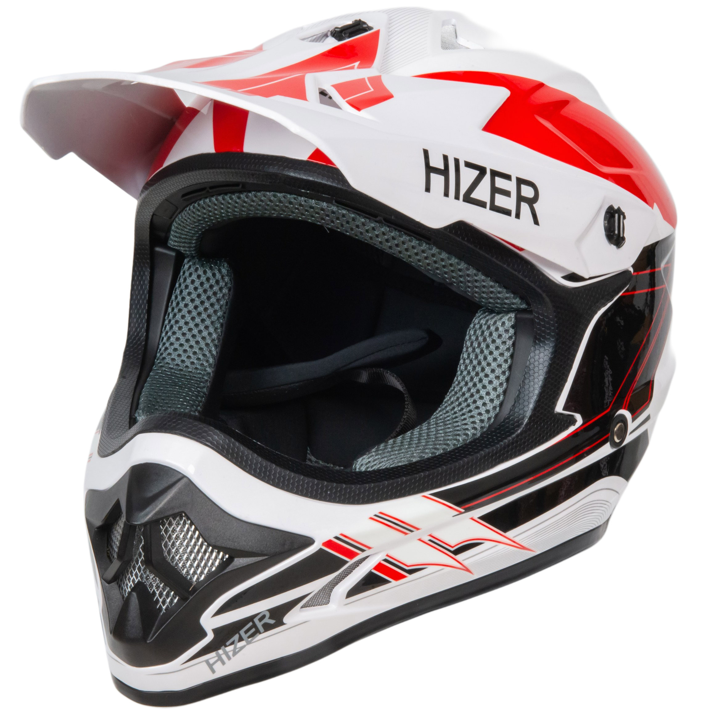 Шлем мото кроссовый HIZER J6805 №2 (L) white/red