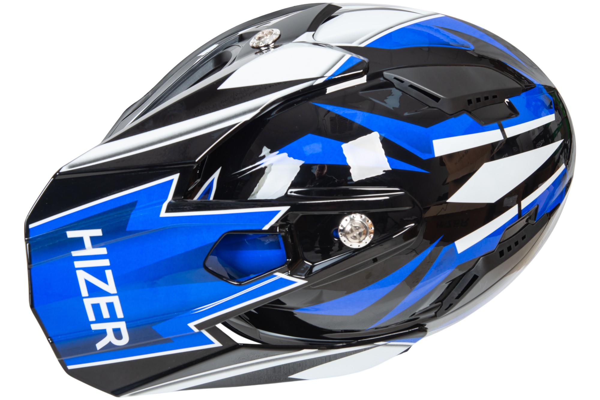 Шлем мото кроссовый HIZER B6197 №4 (XL) black/blue/white