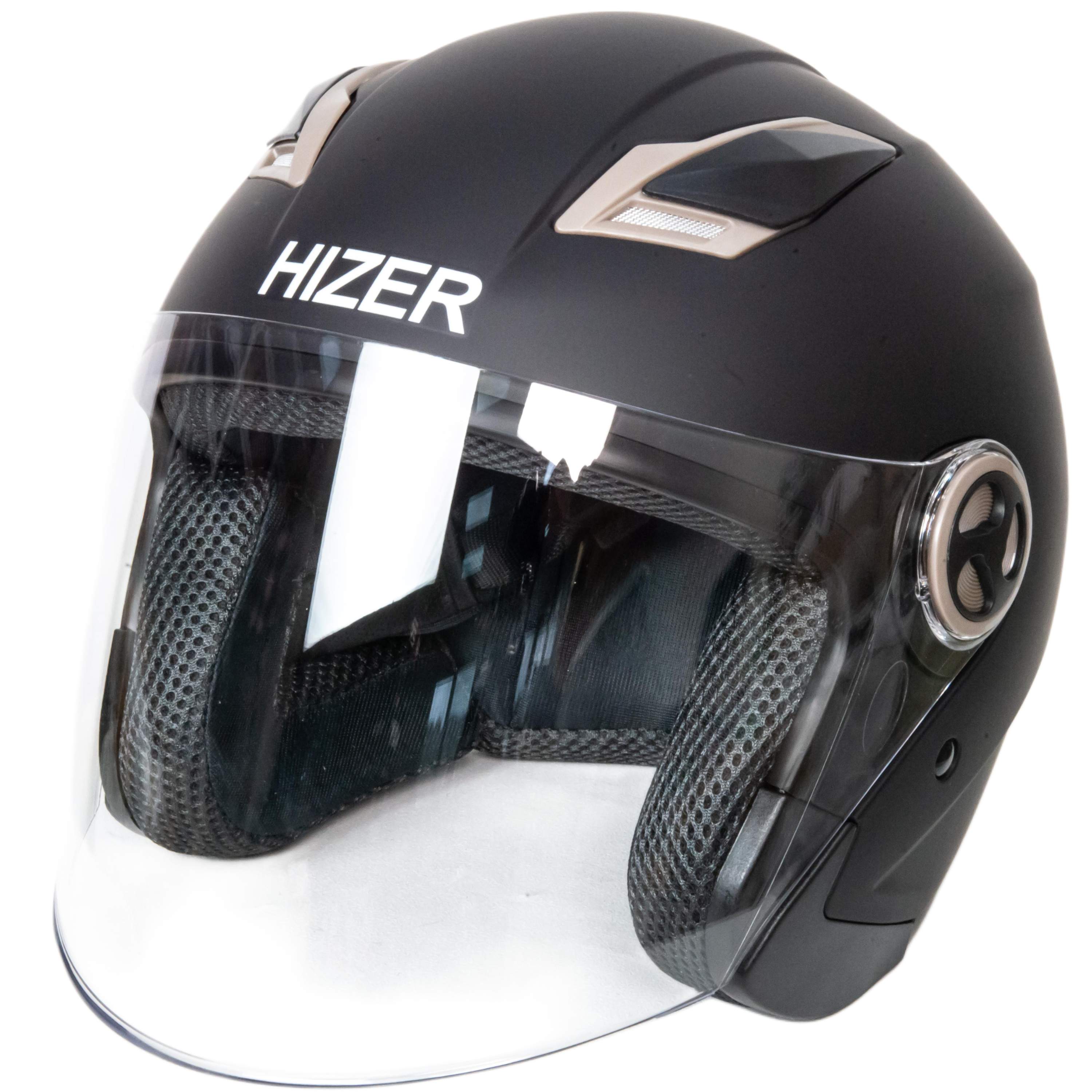 Шлем мото открытый HIZER 226 (S) matte-black