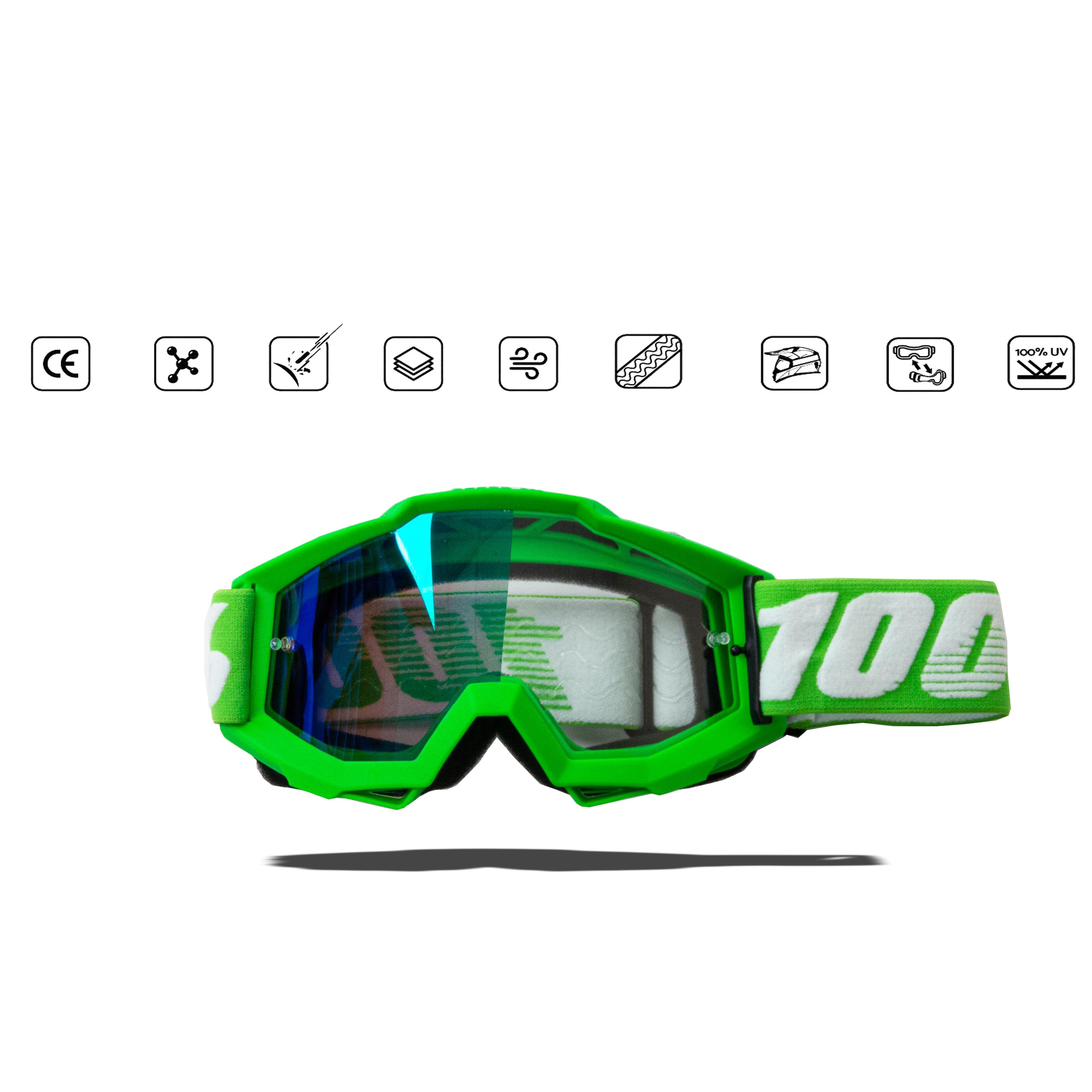 Очки мотокросс 100% №05 green frame