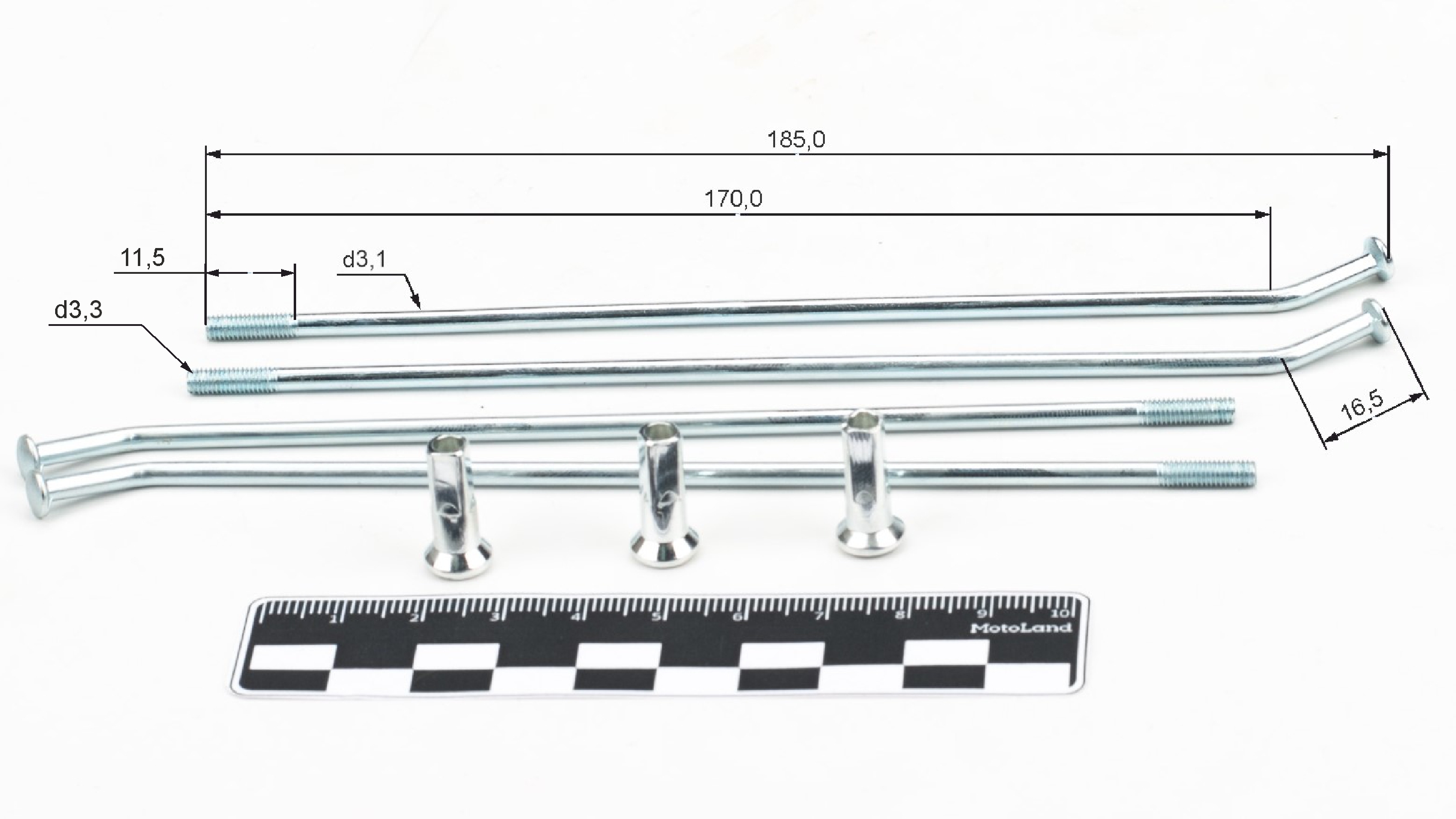 Спицы + ниппель Кросс 17" XR125/TTR125 (185 мм, компл=32шт)